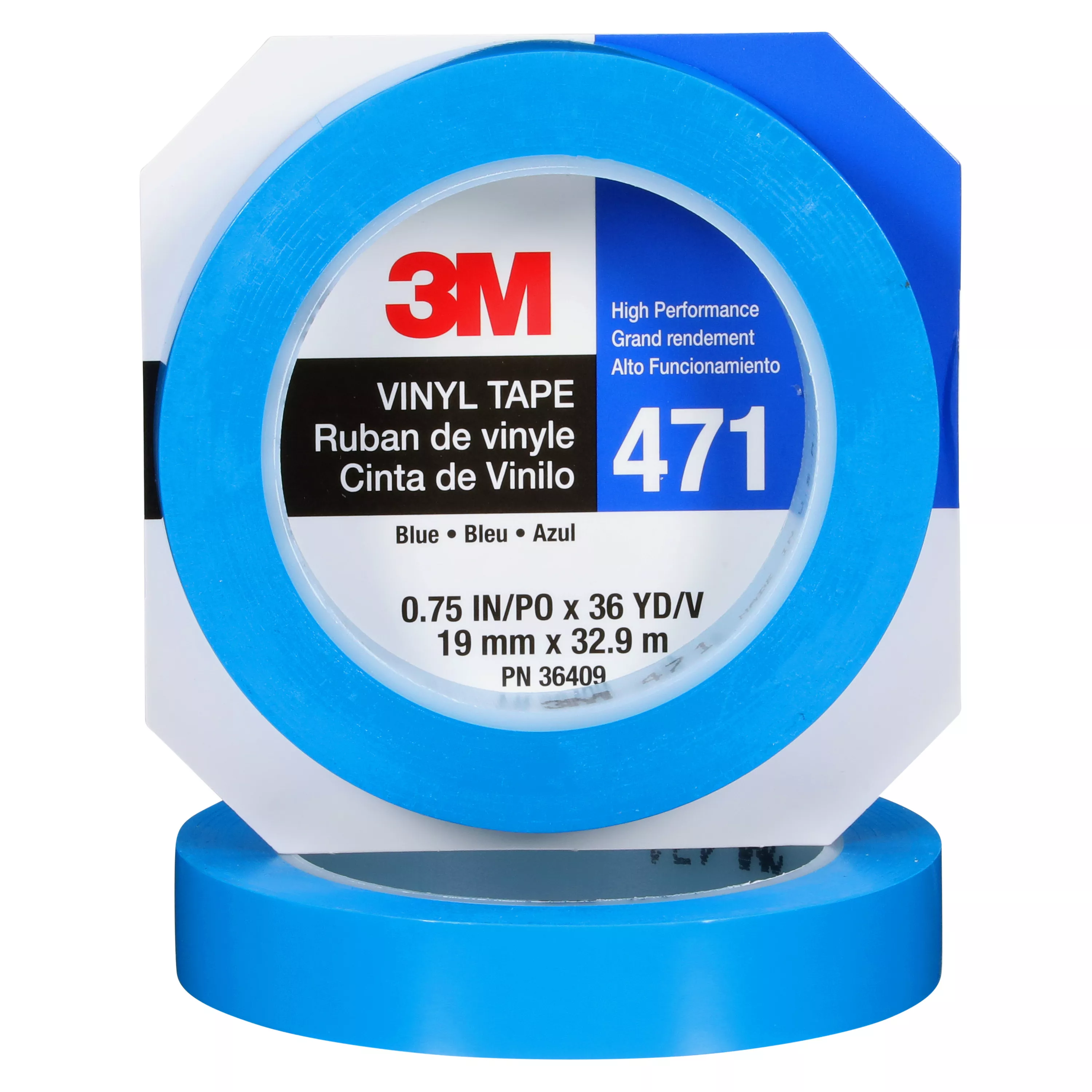 3M™ Vinyl Tape 471, Blue, 3/4 in x 36 yd, 48 Roll/Case, Individually
Wrapped Conveniently Packaged