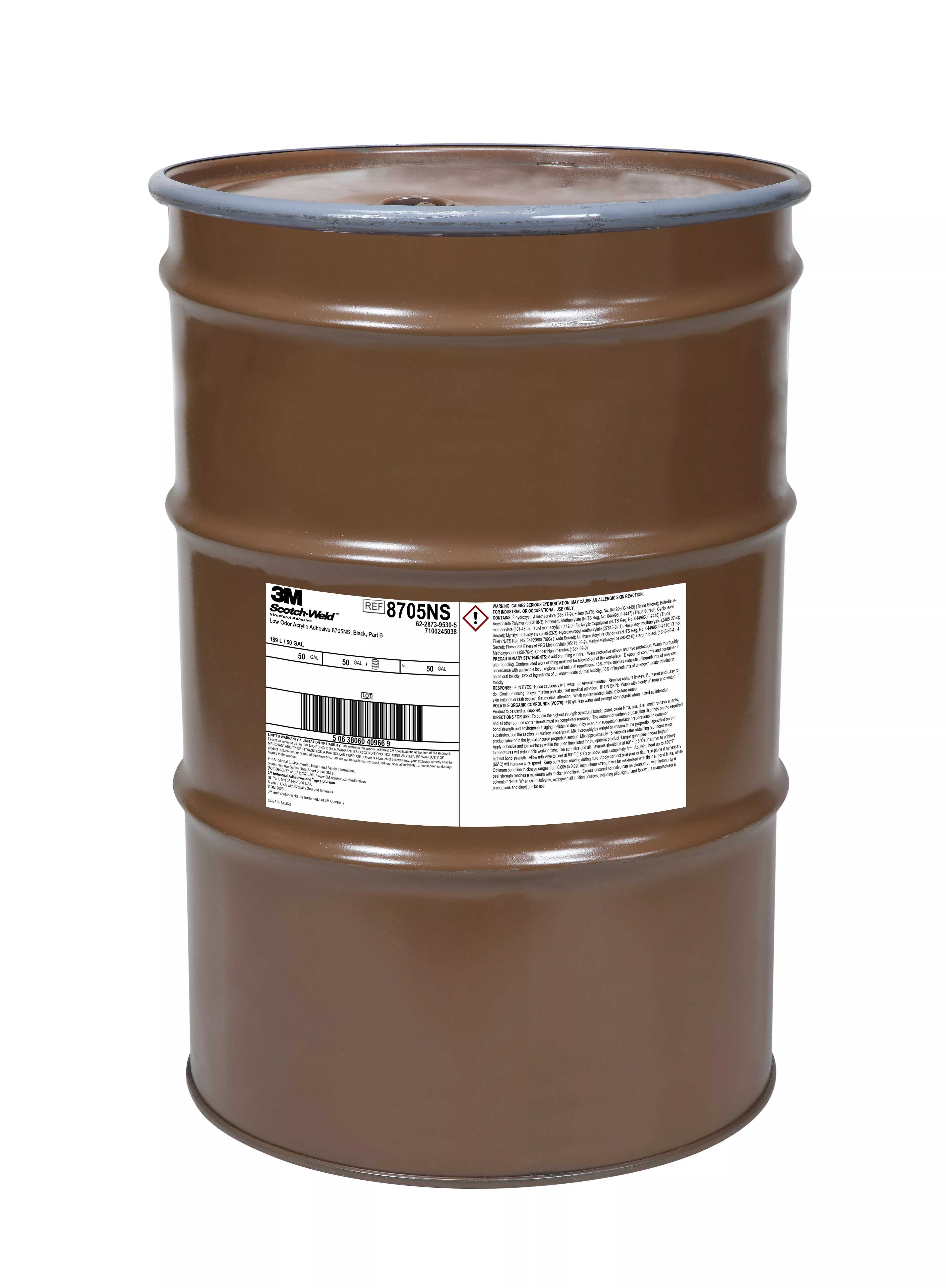 3M™ Scotch-Weld™ Low Odor Acrylic Adhesive 8705NS, Black, Part B, 55
Gallon (Net 50 Gal), Drum