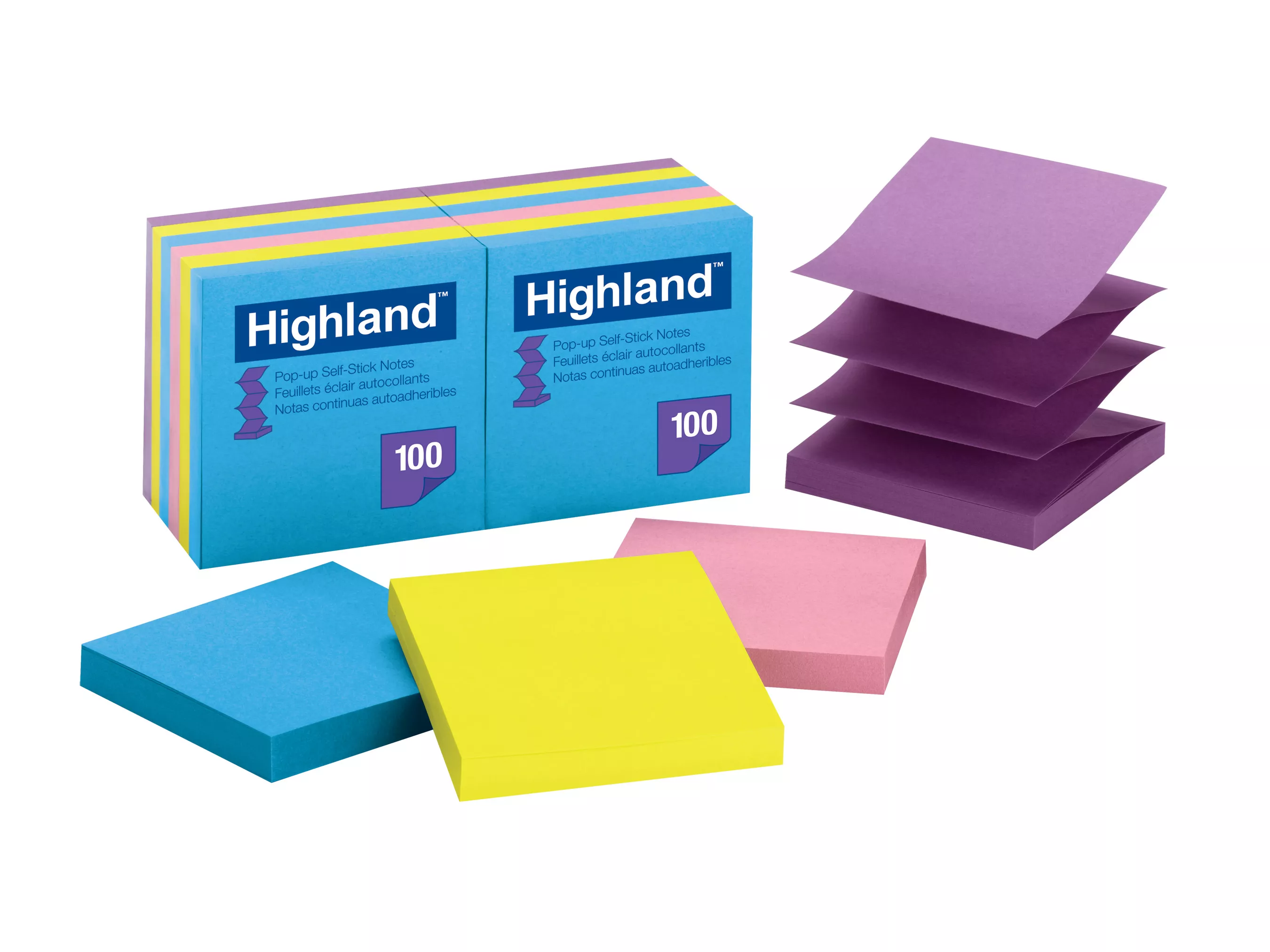 Highland™ Pop-up Self Stick Notes 6549-PuB, 3 in x 3 in