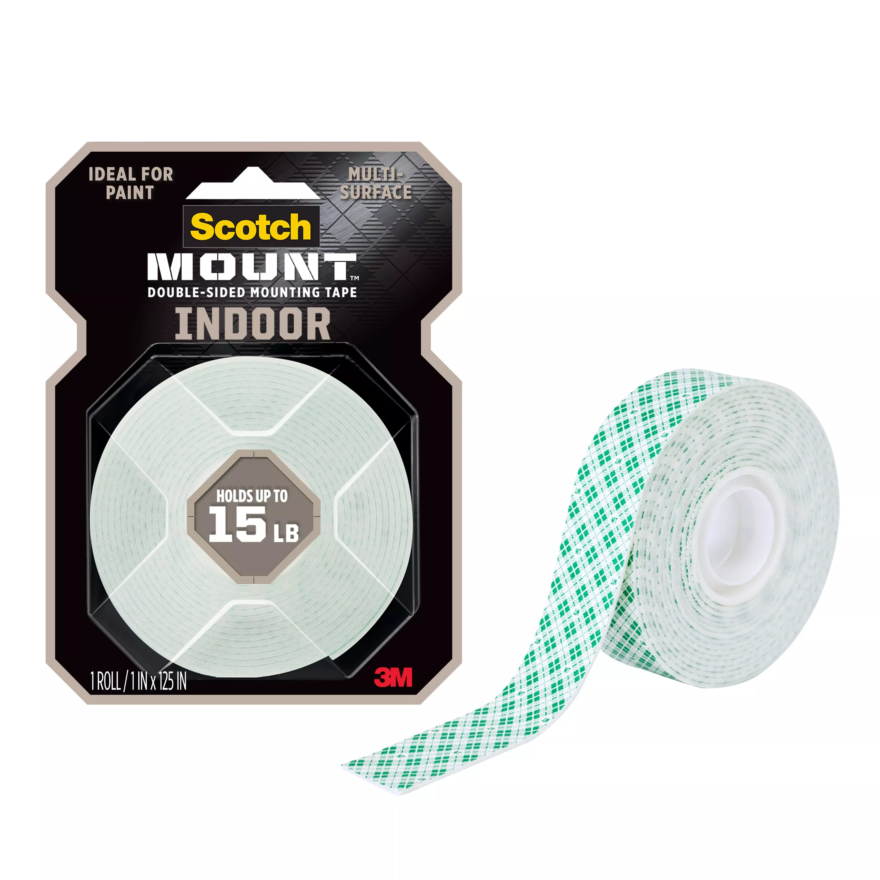Scotch-Mount™ Indoor Double-Sided Mounting Tape 314H-MED-DC, 1 in x 125 in (2,54 cm x 3,17 m)