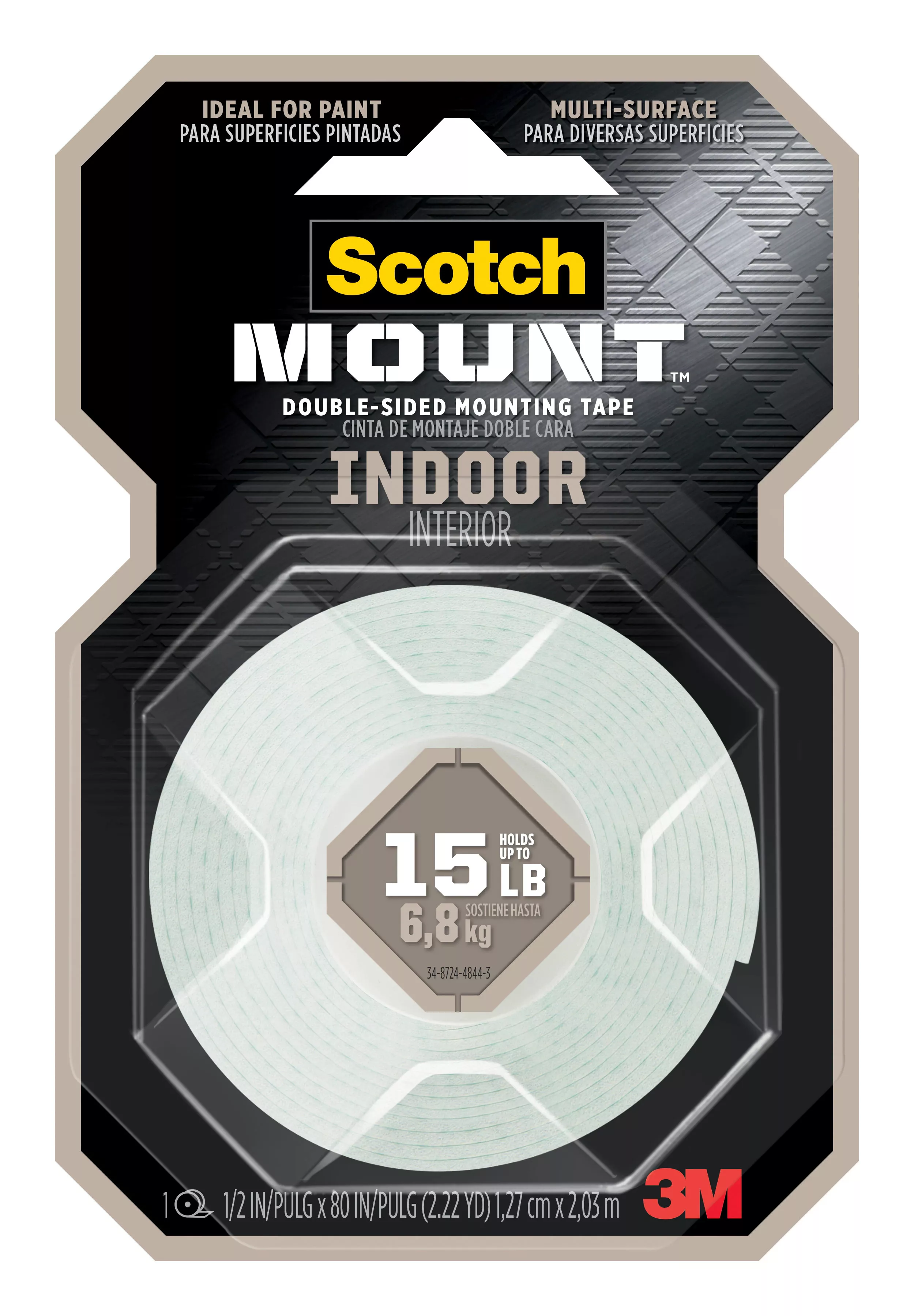 Scotch-Mount™ Indoor Double-Sided Mounting Tape 110H, 1/2 in x 80 in