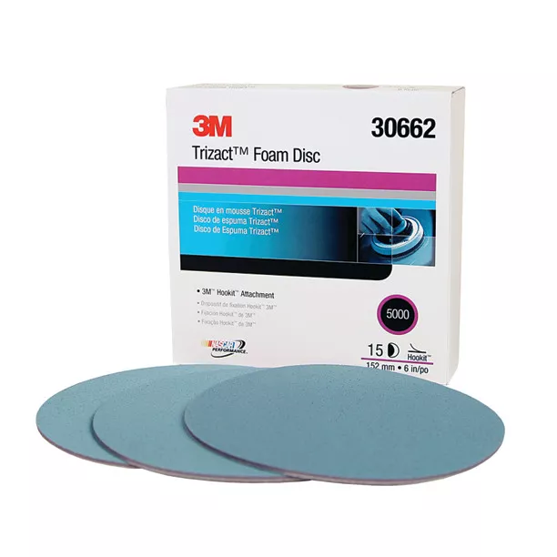 3M™ Trizact™ Hookit™ Foam Disc 30662, P5000, 6 in, 15 Discs/Carton, 4 Cartons/Case