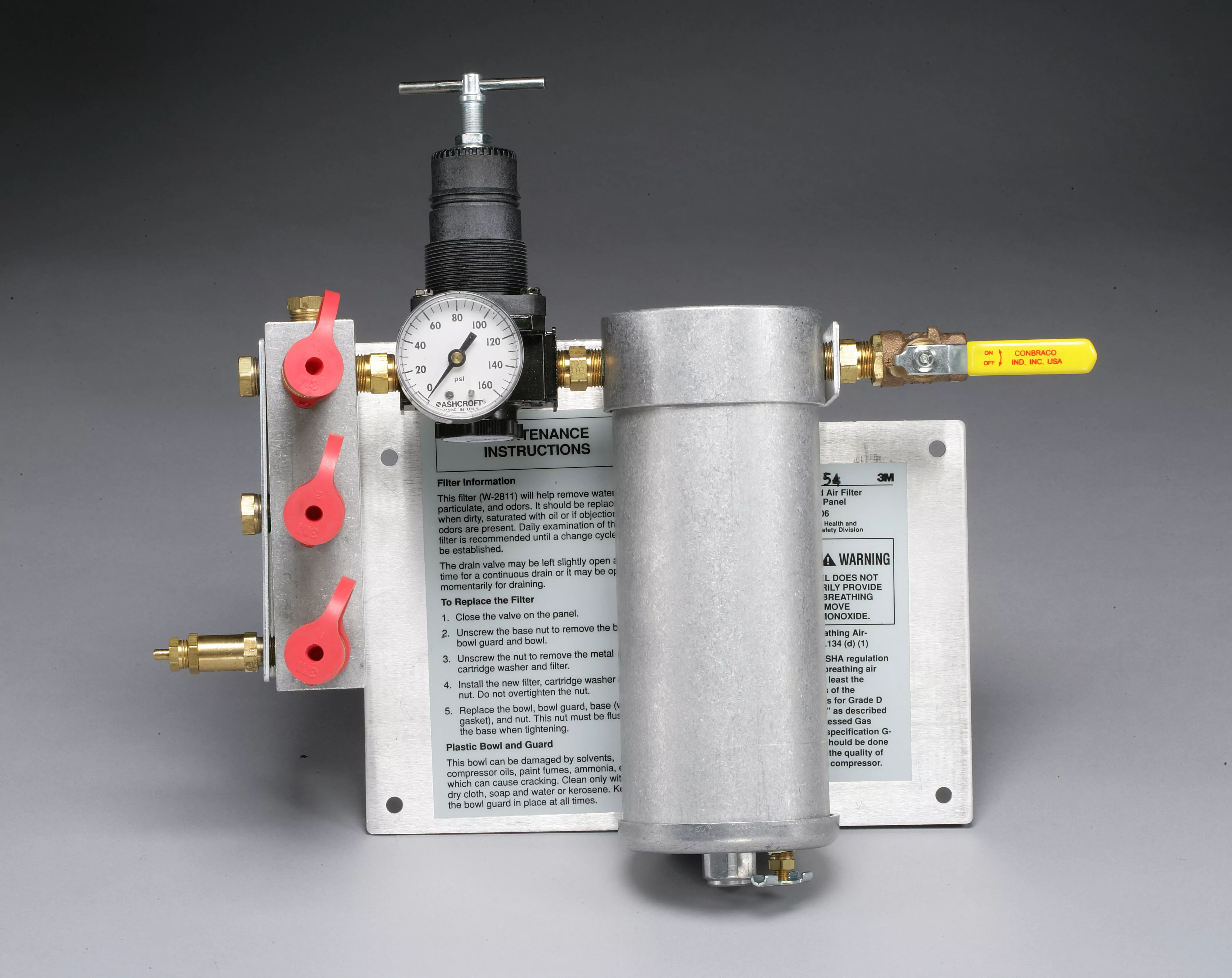 3M™ Compressed Air Filter and Regulator Panel W-2806/07006(AAD), 50 cfm,
3-5 outlets 1 EA/Case