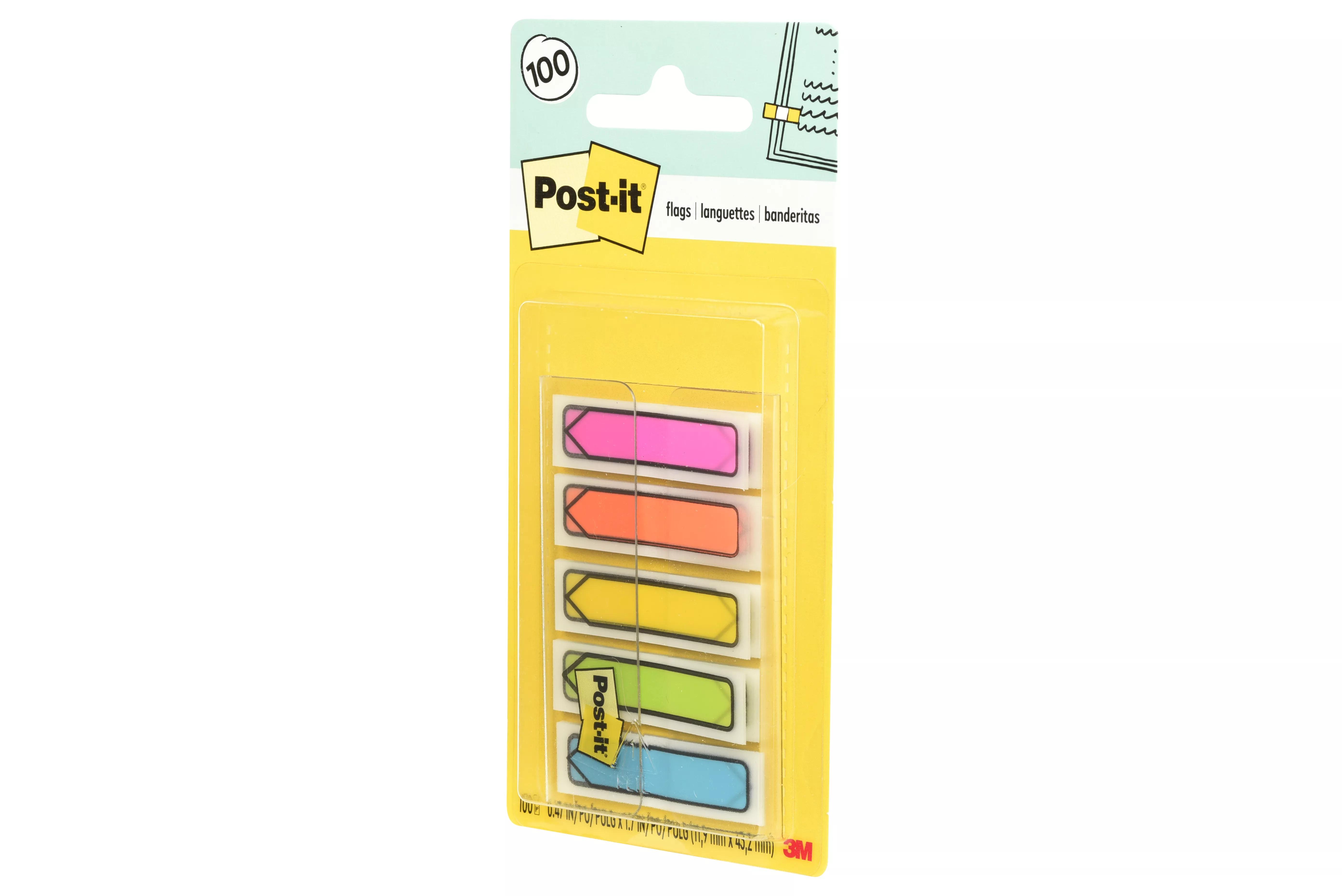 Post-it® Flags 684-ARR2, .47 in. x 1.7 in. Assorted Brights 20 each 100 TTL Flags