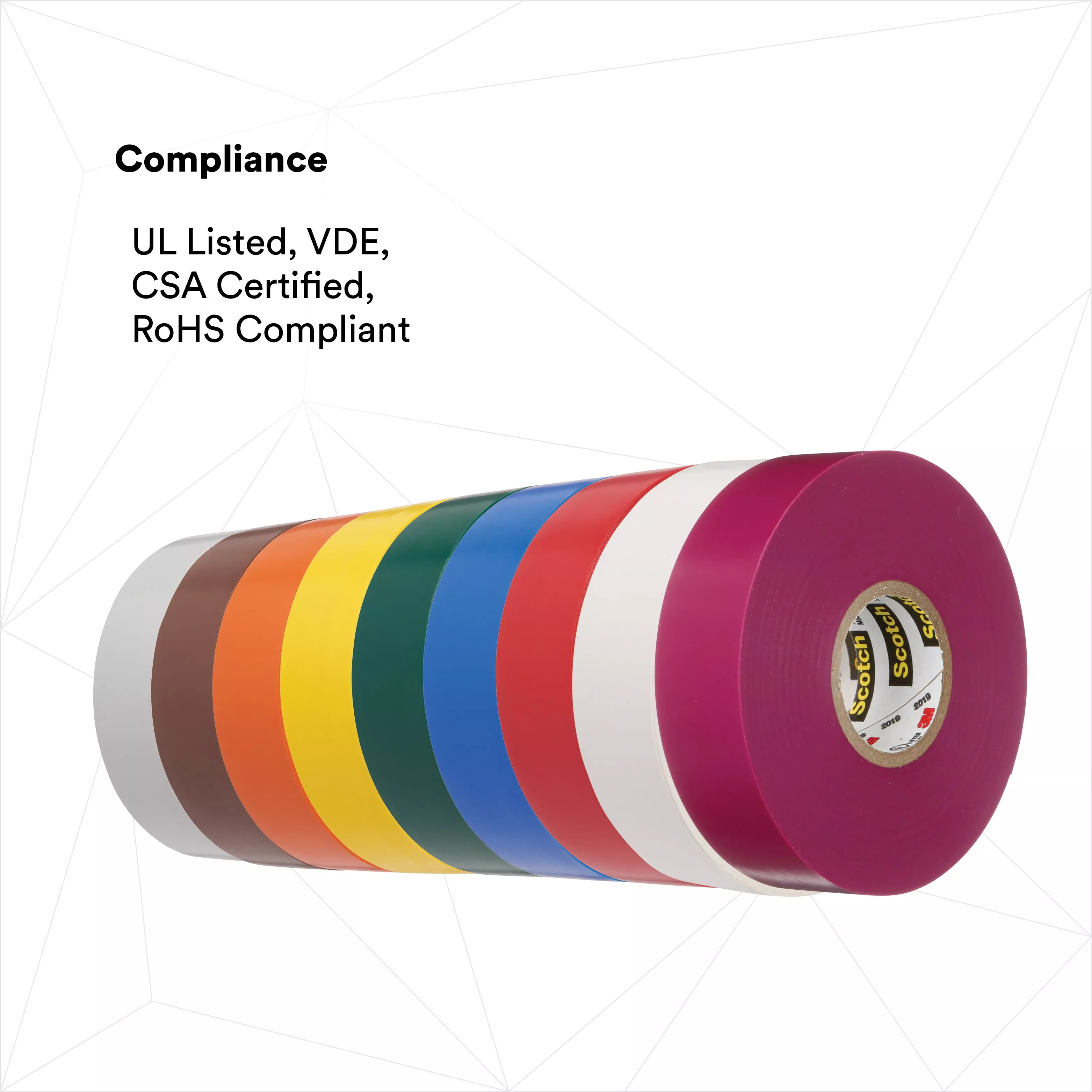 Product Number 35-1/2X20FT-MUL | Scotch® Vinyl Color Coding Electrical Tape 35