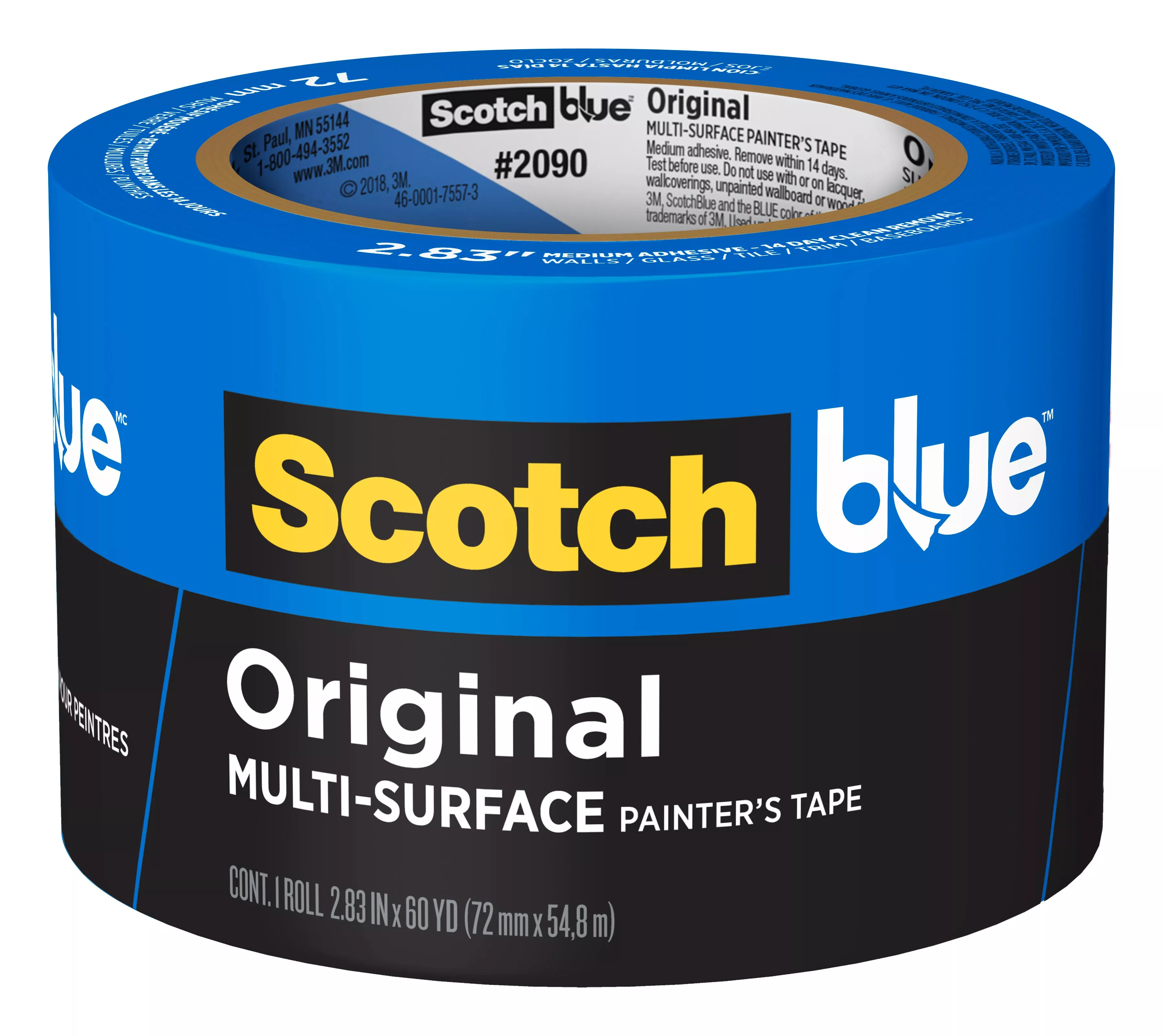 ScotchBlue™ Original Painter's Tape 2090-72NC, 2.83 in x 60 yd (72mm x 54,8m)