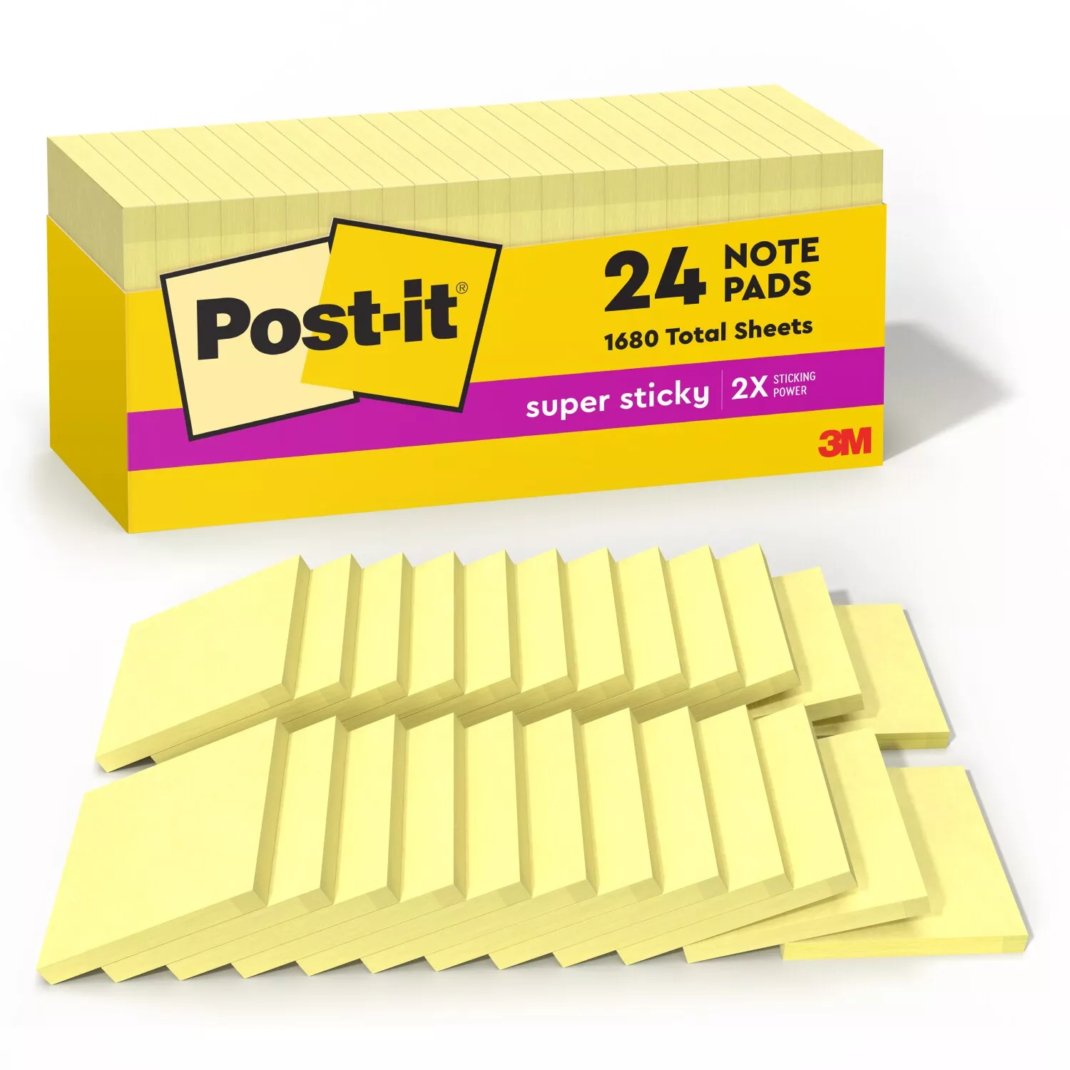 Post-it® Super Sticky Notes 654-24SSCP, 3 in x 3 in (76.2 mm x 76.2 mm)
Canary