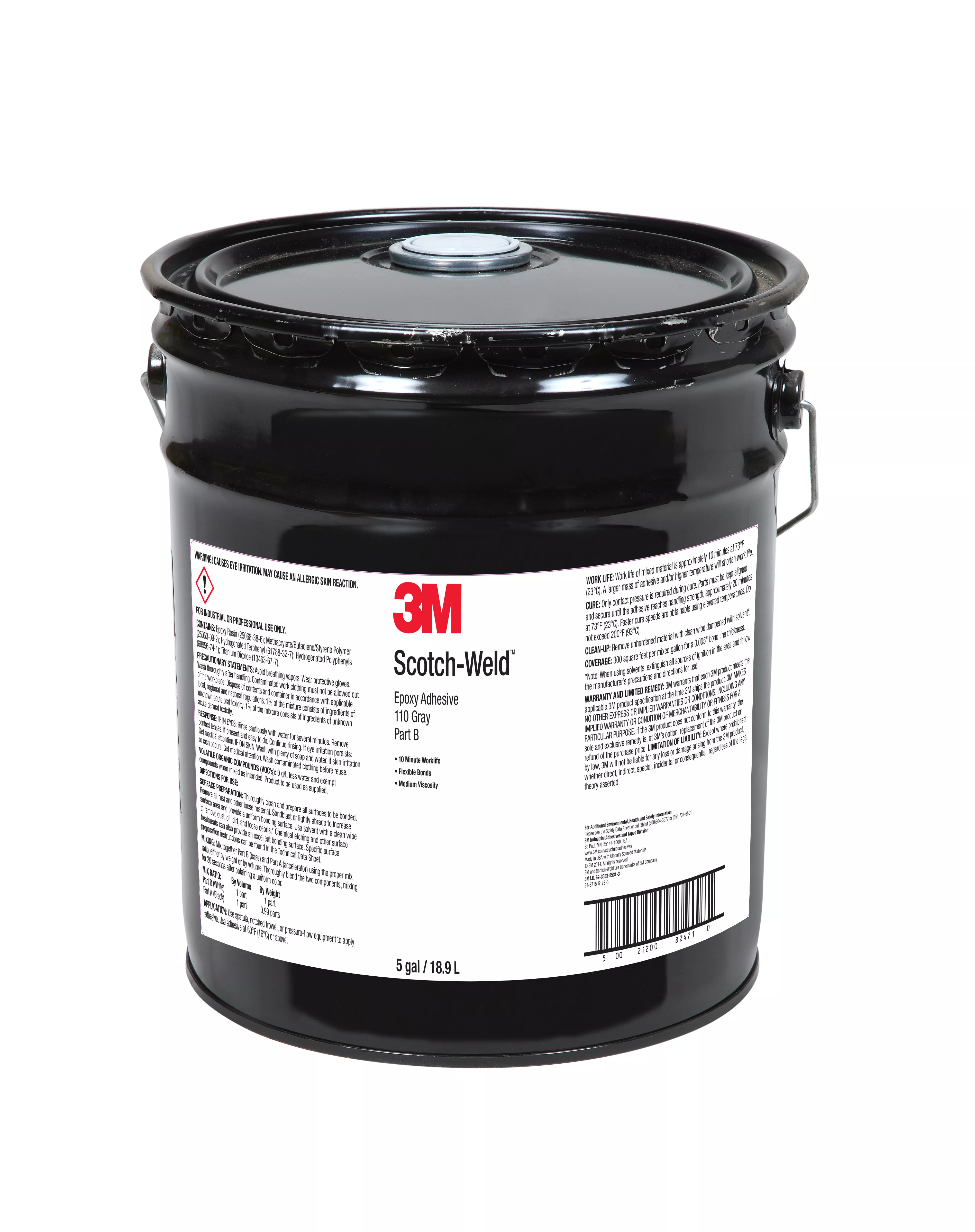 3M™ Scotch-Weld™ Epoxy Adhesive 110, Gray, Part B, 5 Gallon (Pail), Drum