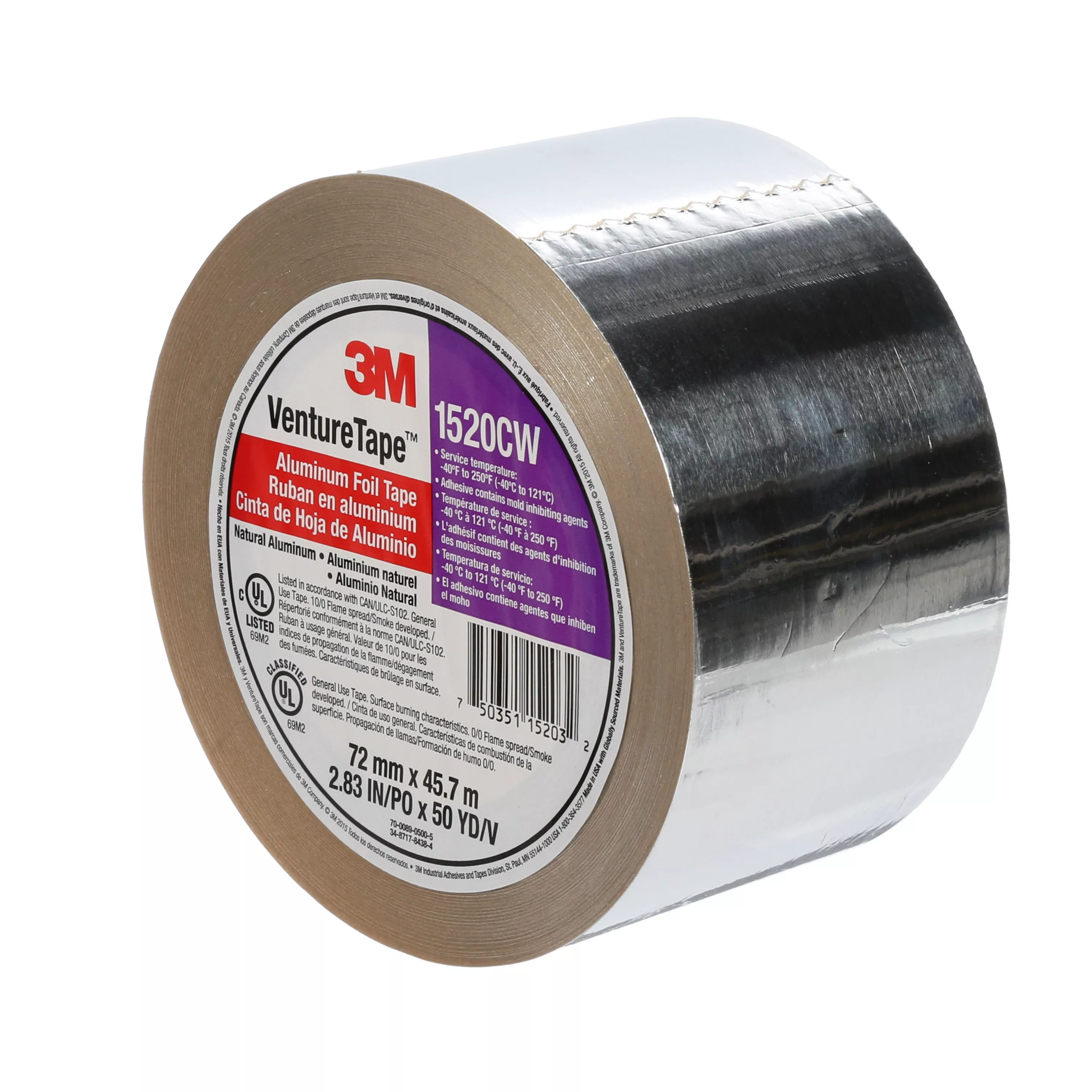 SKU 7100043713 | 3M™ Venture Tape™ Aluminum Foil Tape 1520CW