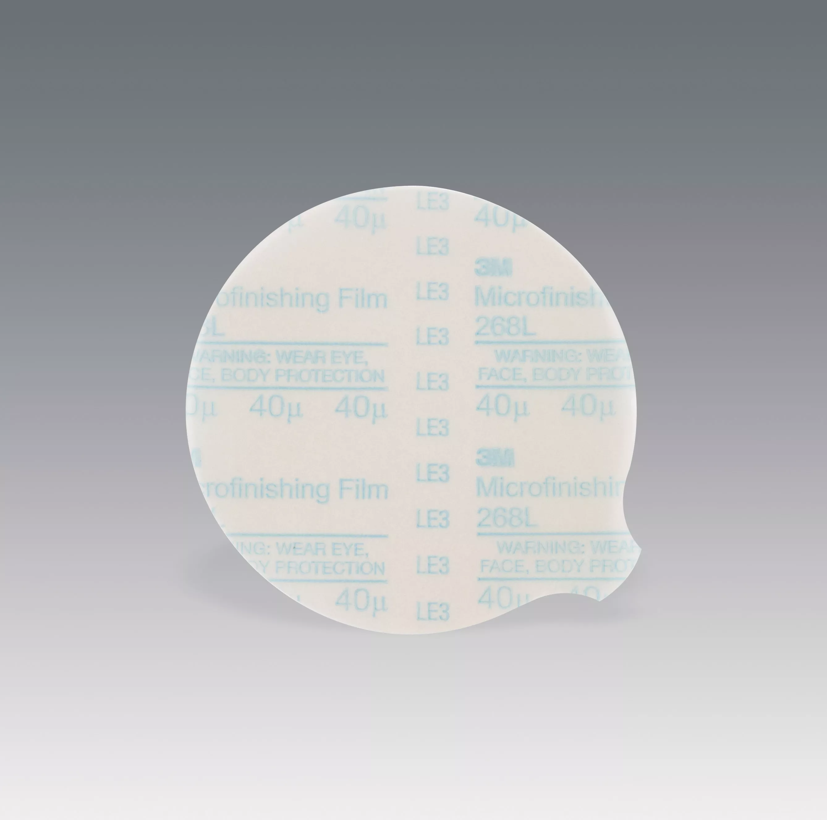 3M™ Microfinishing PSA Film Disc 268L, 40 Mic 3MIL, Type D, 5 in x NH,
Die 500X, 25/Pac, 500 ea/Case