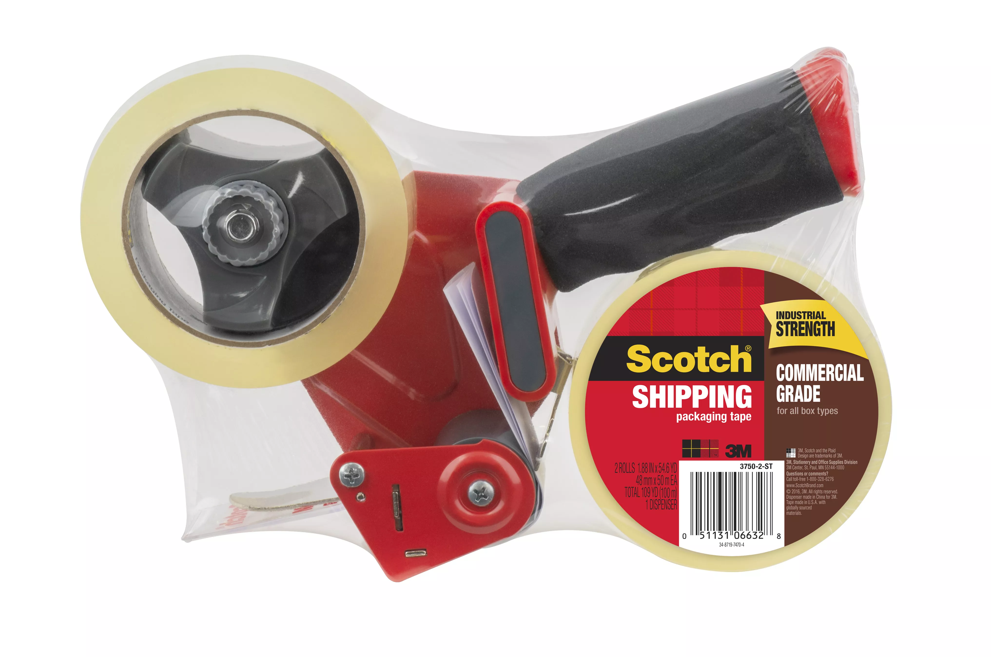 SKU 7100283053 | Scotch® Commercial Grade Shipping Packaging Tape 3750-2-ST