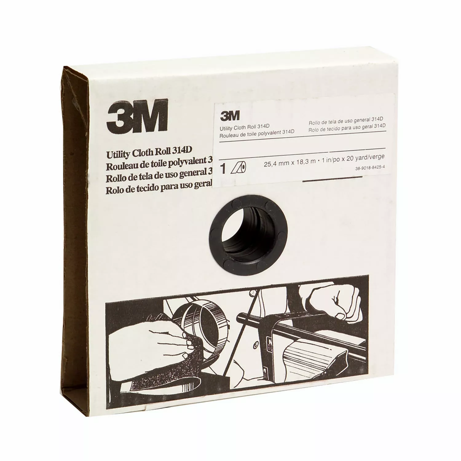 3M™ Utility Cloth Roll 314D, P120 J-weight, 1 in x 20 yd, 5 ea/Case