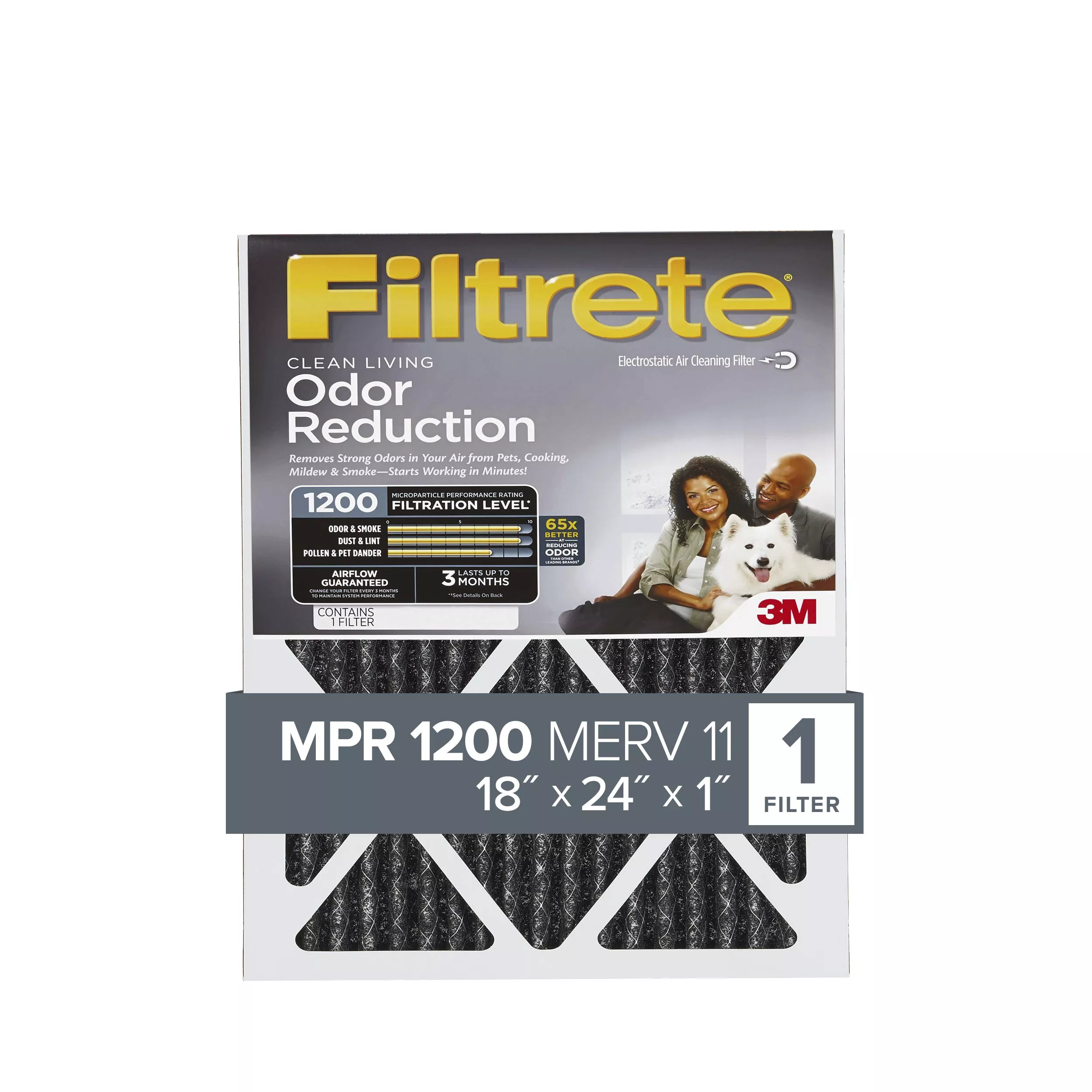 Filtrete™ Home Odor Reduction Filter HOME21-4, 18 in x 24 in x 1 in
(45,7 cm x 60,9 cm x 2,5 cm)