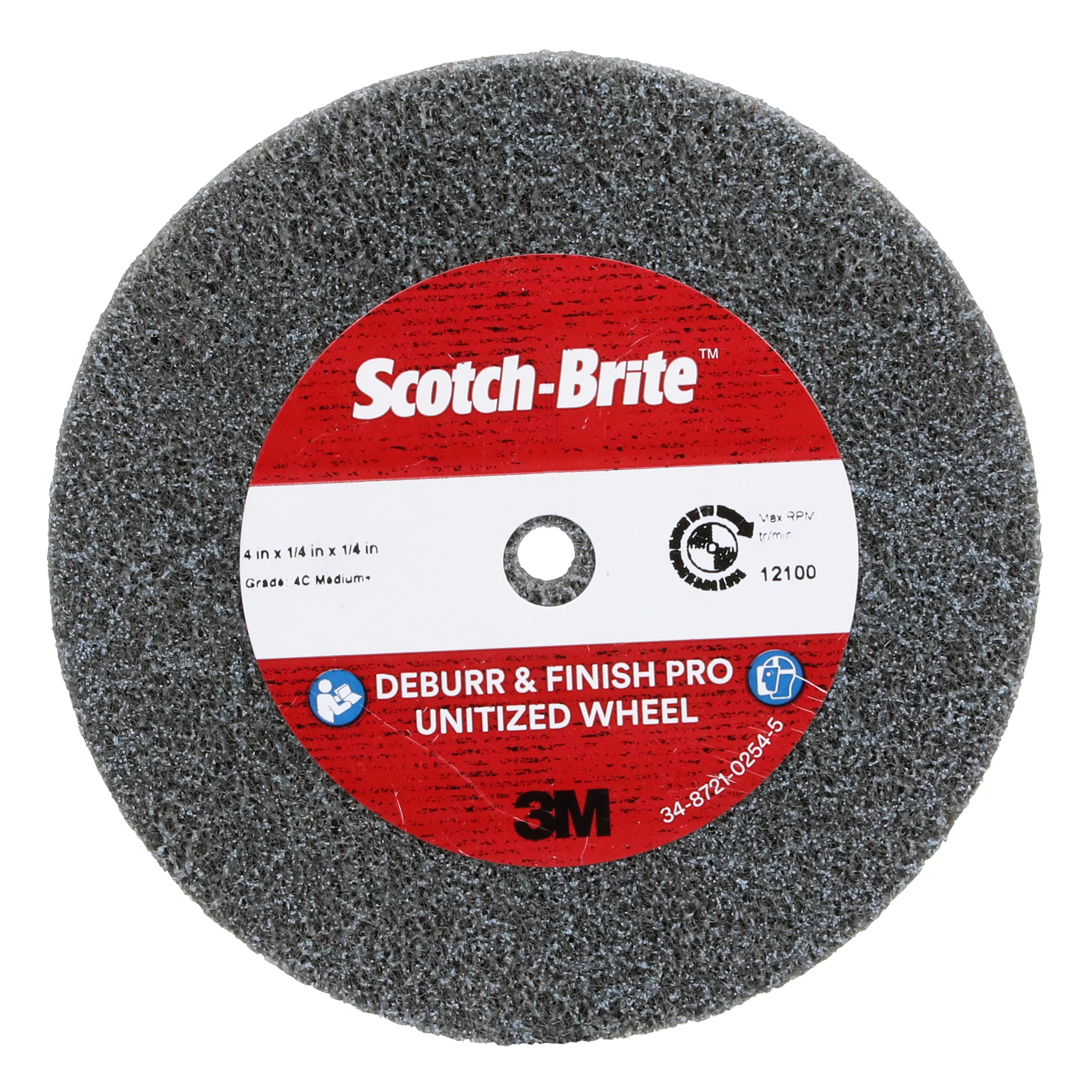 Scotch-Brite™ Deburr & Finish Pro Unitized Wheel, DP-UW, 4C Medium+, 4
in x 1/4 in x 1/4 in