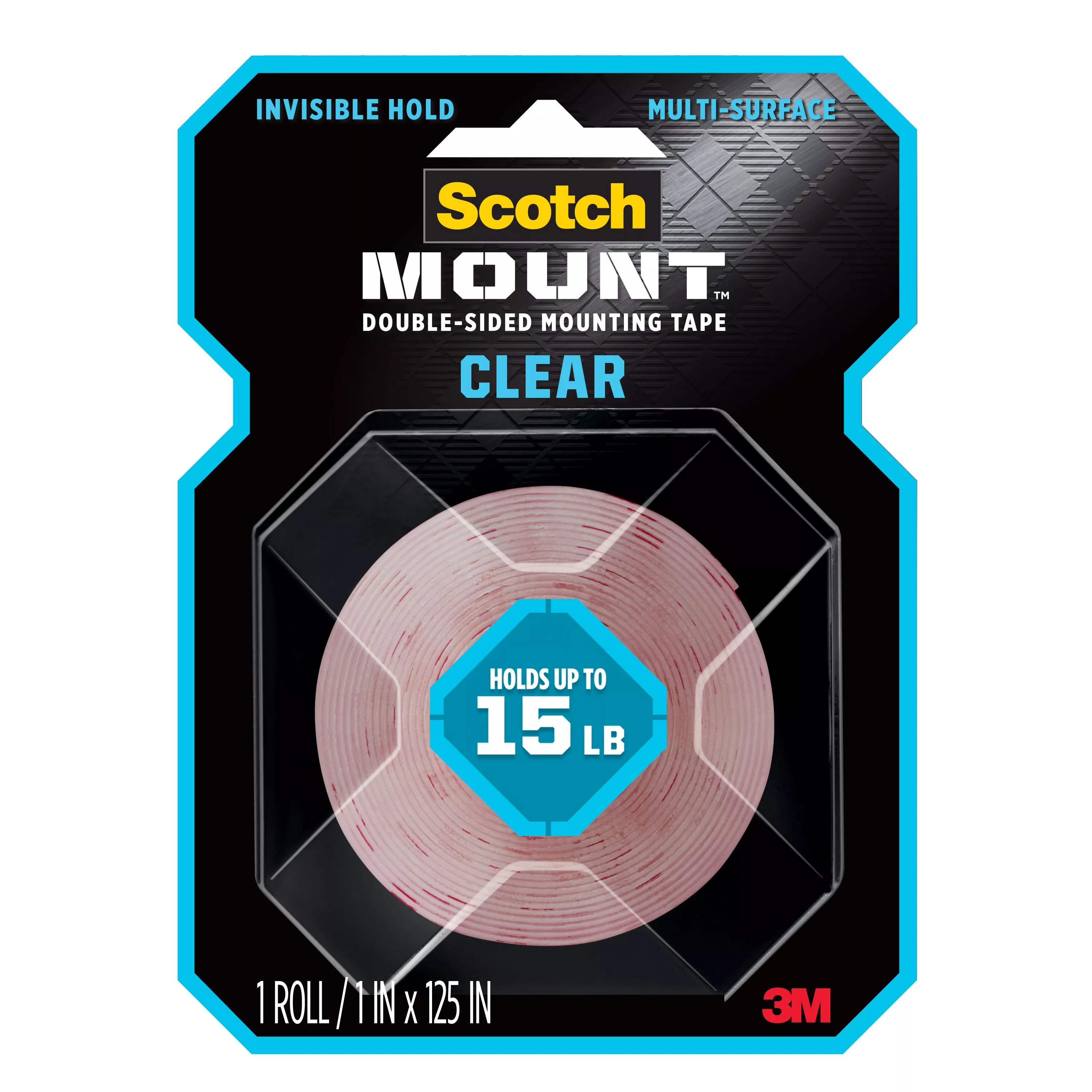 Scotch-Mount™ Clear Double-Sided Mounting Tape 410H-MED, 1 in x 125 in (2.54 cm x 3.17 m)