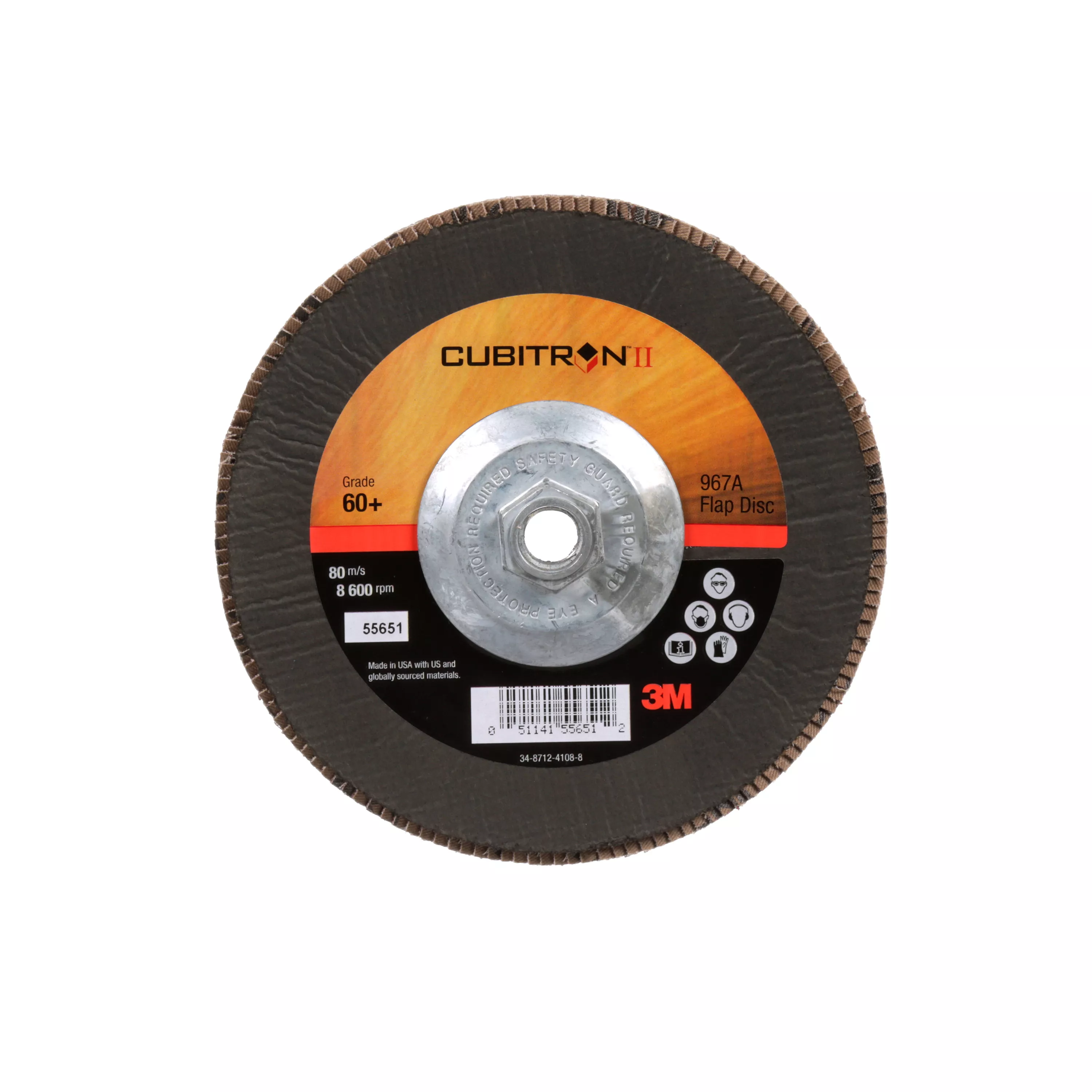 3M™ Cubitron™ II Flap Disc 967A, 60+, T29 Quick Change, 7 in x 5/8