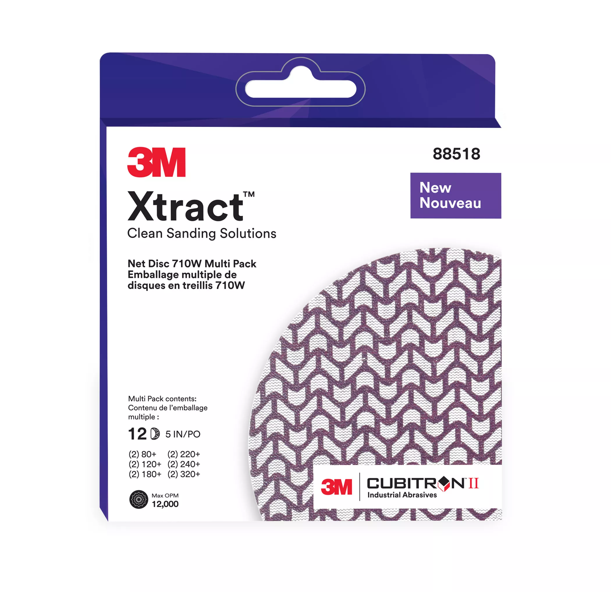3M Xtract™ Cubitron™ II Net Disc 710W, Multi-Grade, 5 in x NH, Die 500X, 20 ea/Case, Multi-pack