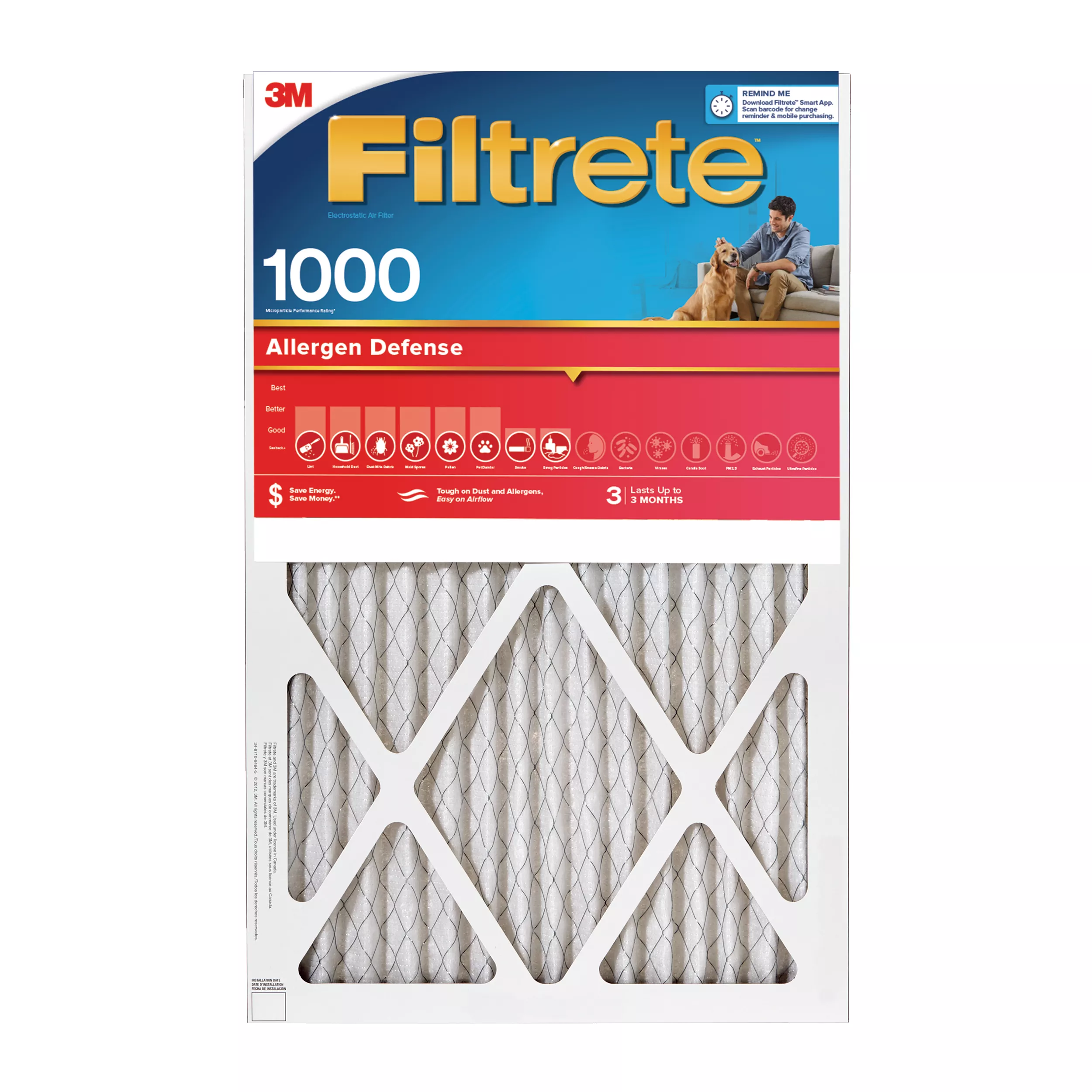 SKU 7100097241 | Filtrete™ Allergen Reduction Deep Pleat Filter NADP01-4IN-4