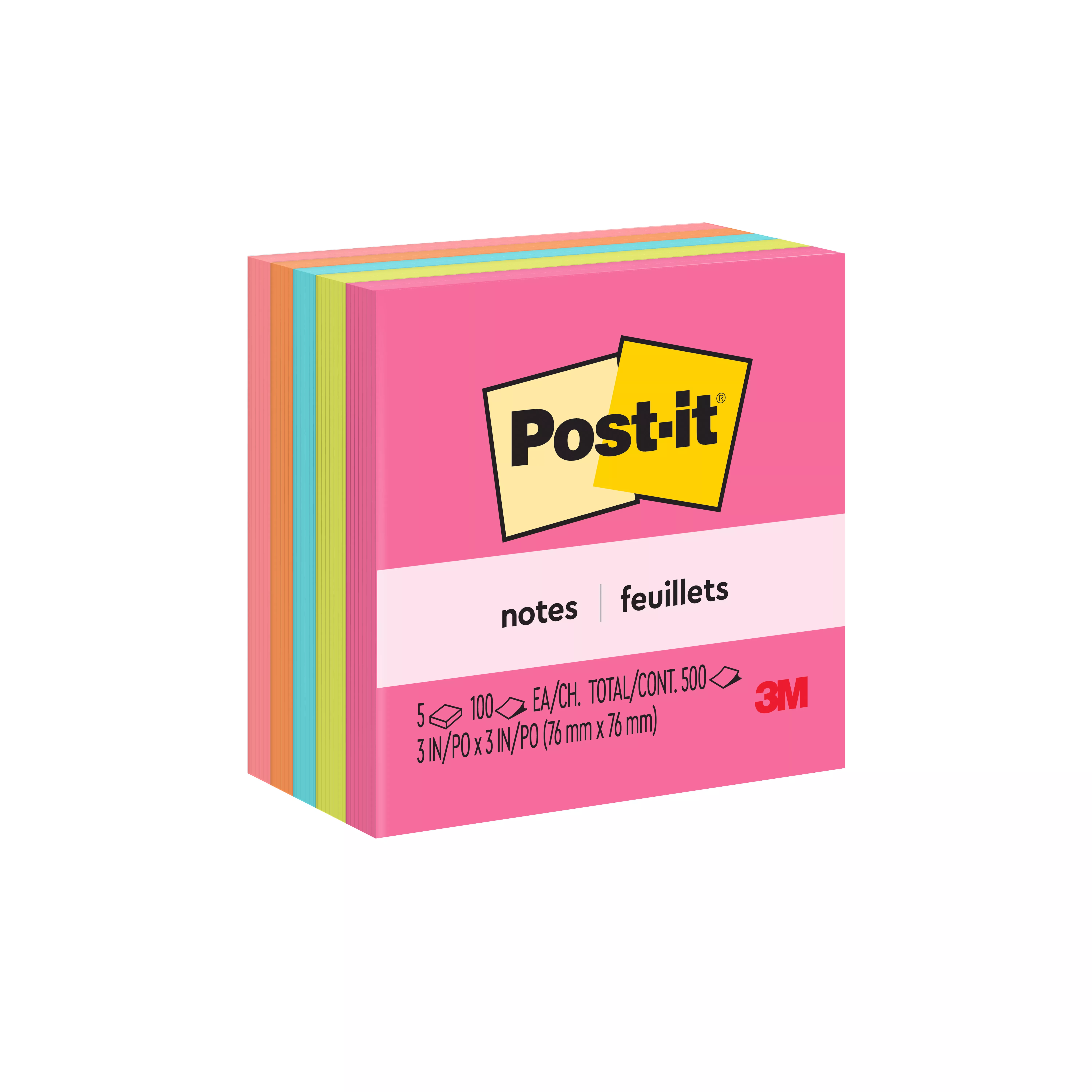 Post-it® Notes 654-5PK, 3 in x 3 in (76 mm x 76 mm)
