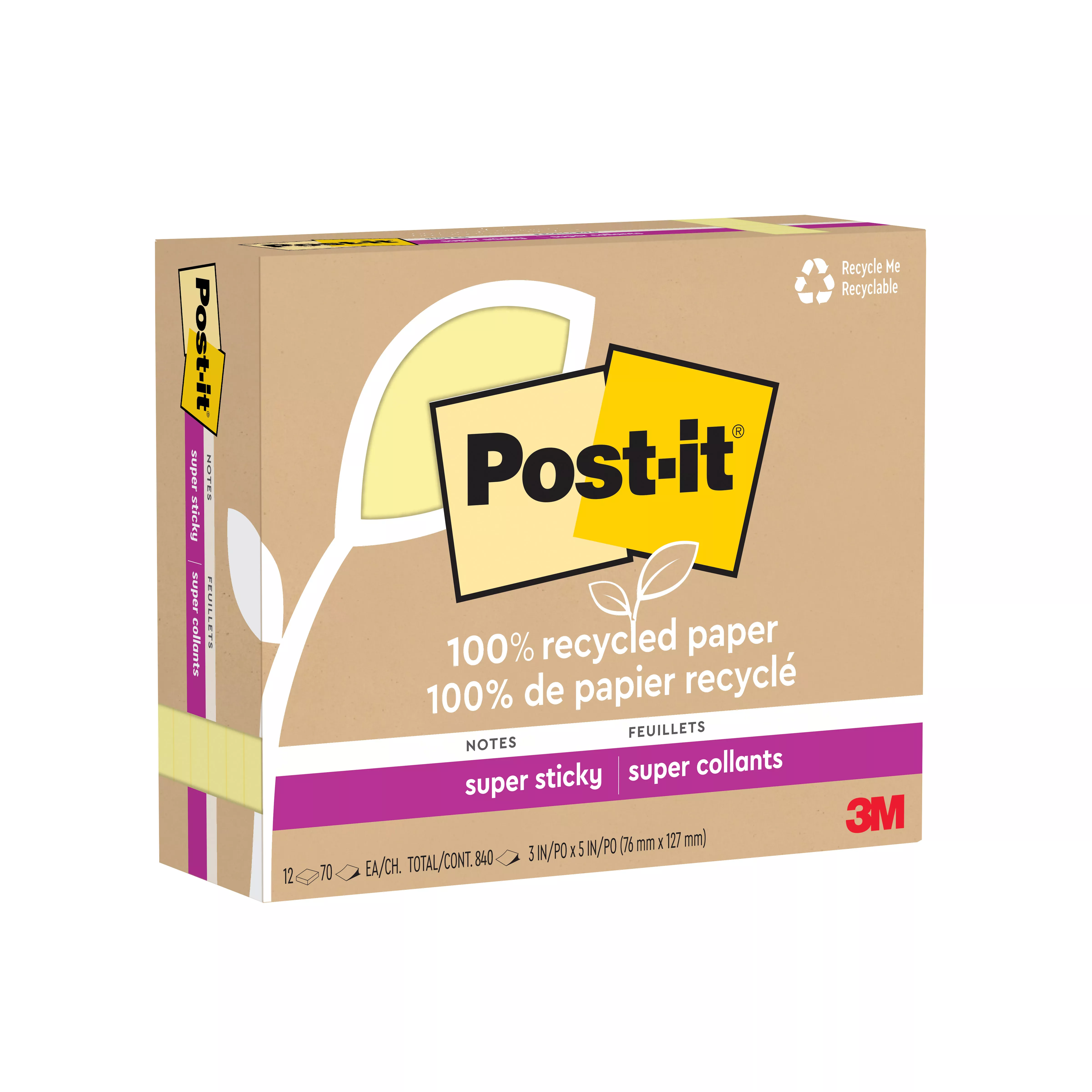 SKU 7100290364 | Post-it® Super Sticky Recycled Notes 655R-12SSCY