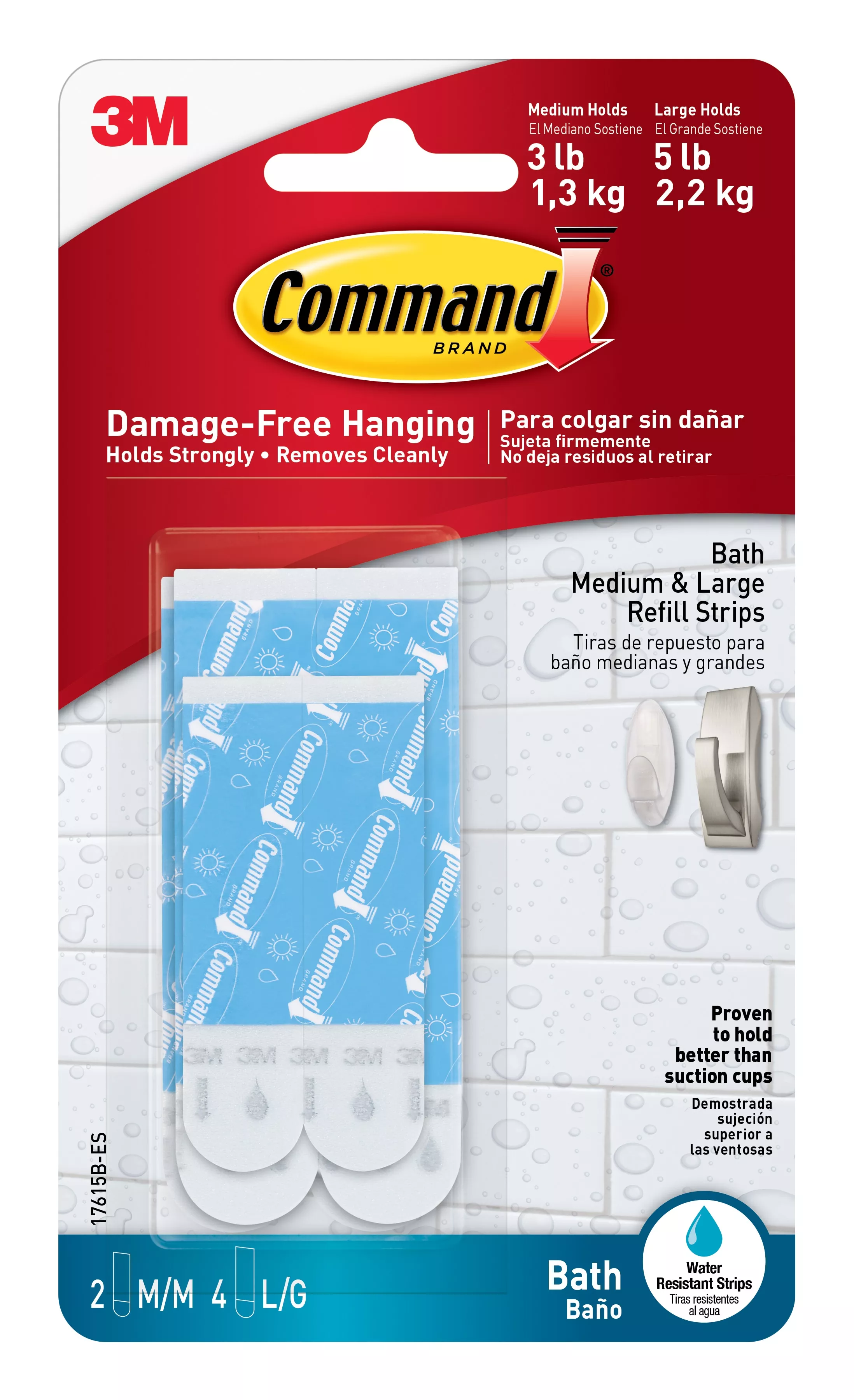 Command™ Water Resistant Replacement Strips 17615 White