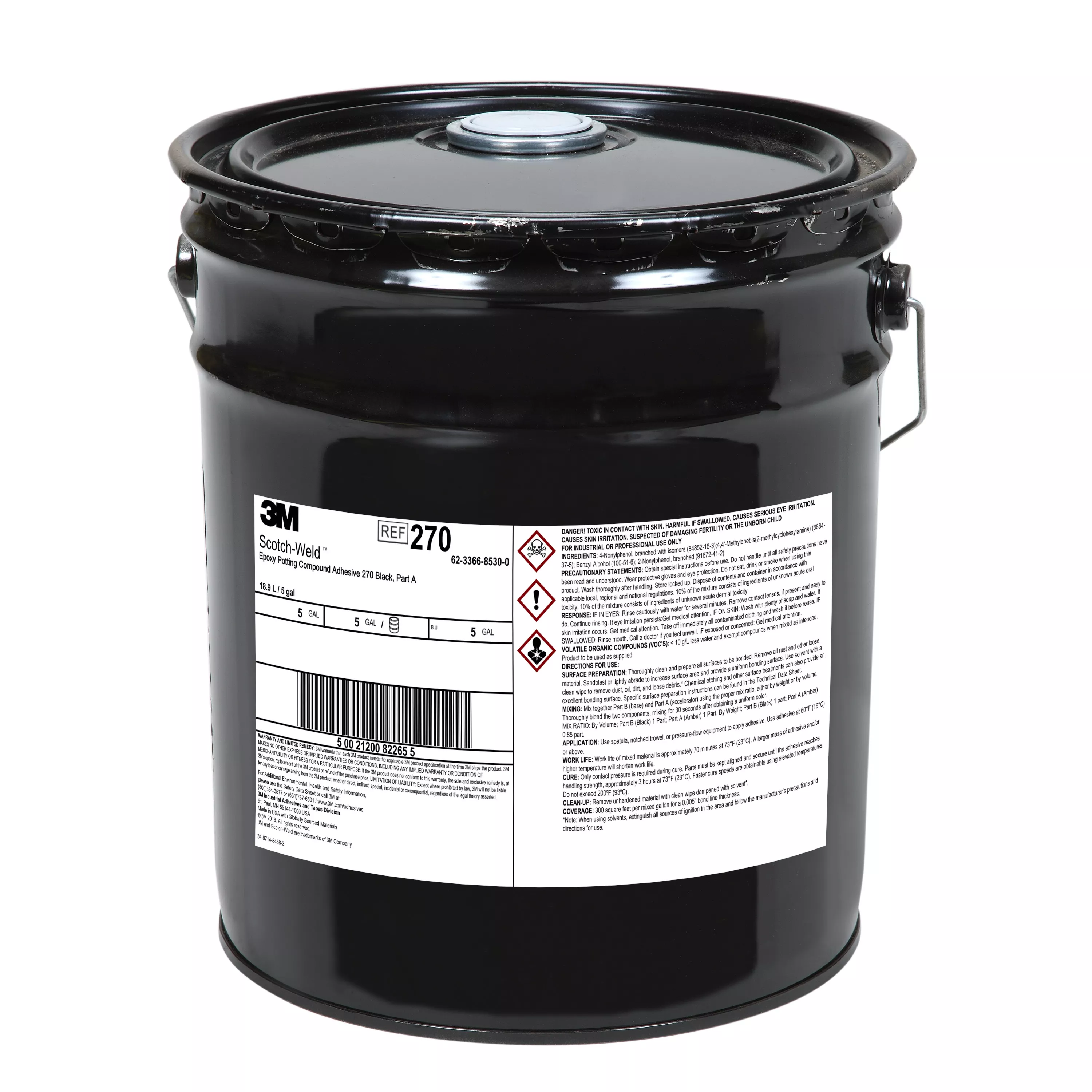 3M™ Scotch-Weld™ Epoxy Potting Compound 270, Black, Part A, 5 Gallon
(Pail), 1 Can/Drum