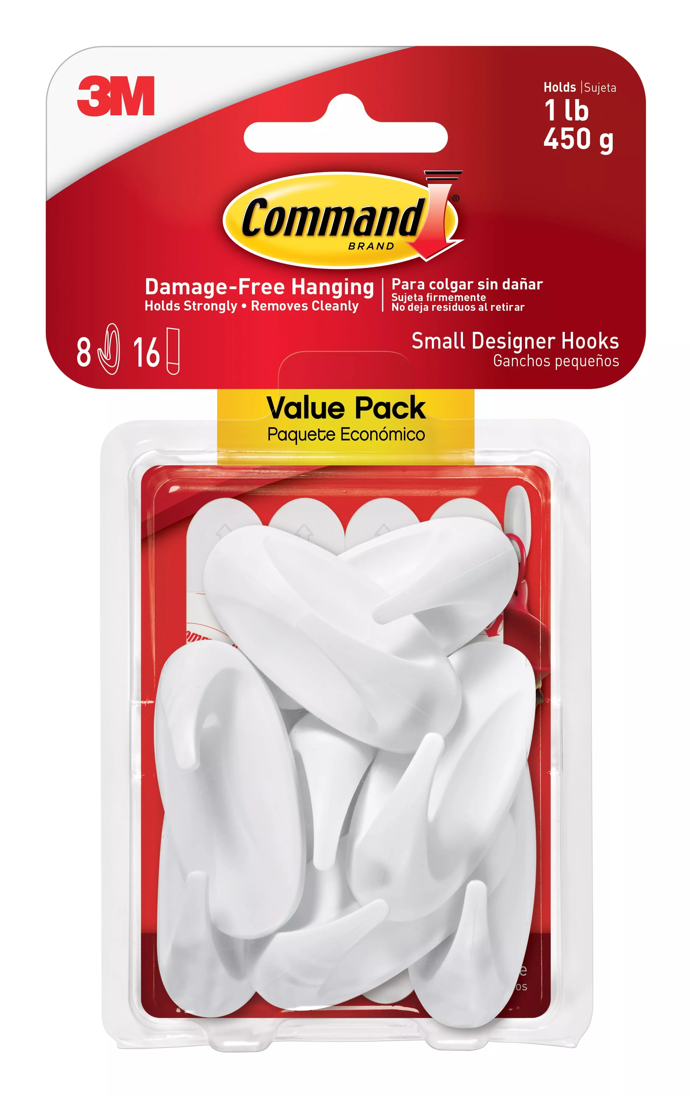 Command™ Designer Hooks Value Pack 17082-8ES, 8 small hooks, 16 small
strips