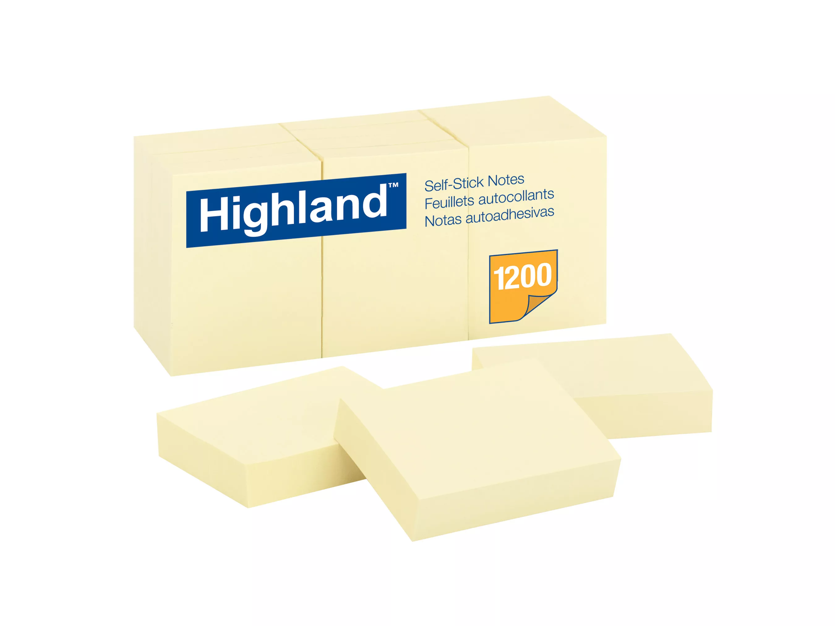 Highland™ Notes 6539, 1-1/2 in x 2 in (7.62 cm x 7.62 cm) Yellow