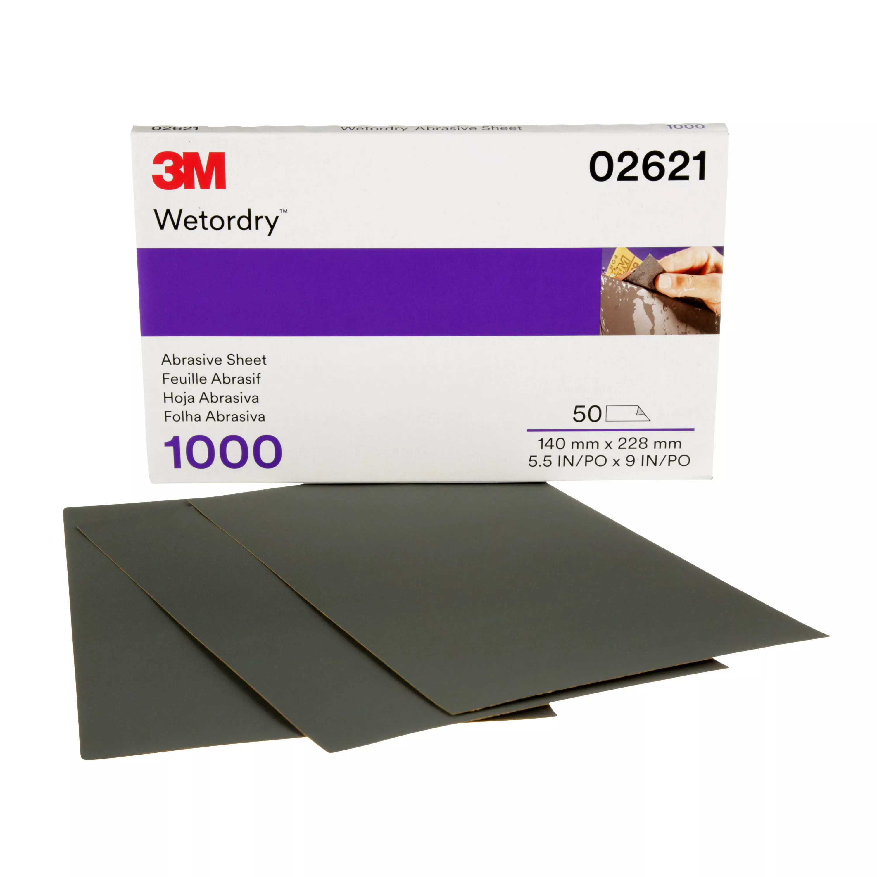 3M™ Wetordry™ Abrasive Sheet 434Q, 02621, 1000, 5 1/2 in x 9 in, 50
sheets per carton, 5 cartons per case
