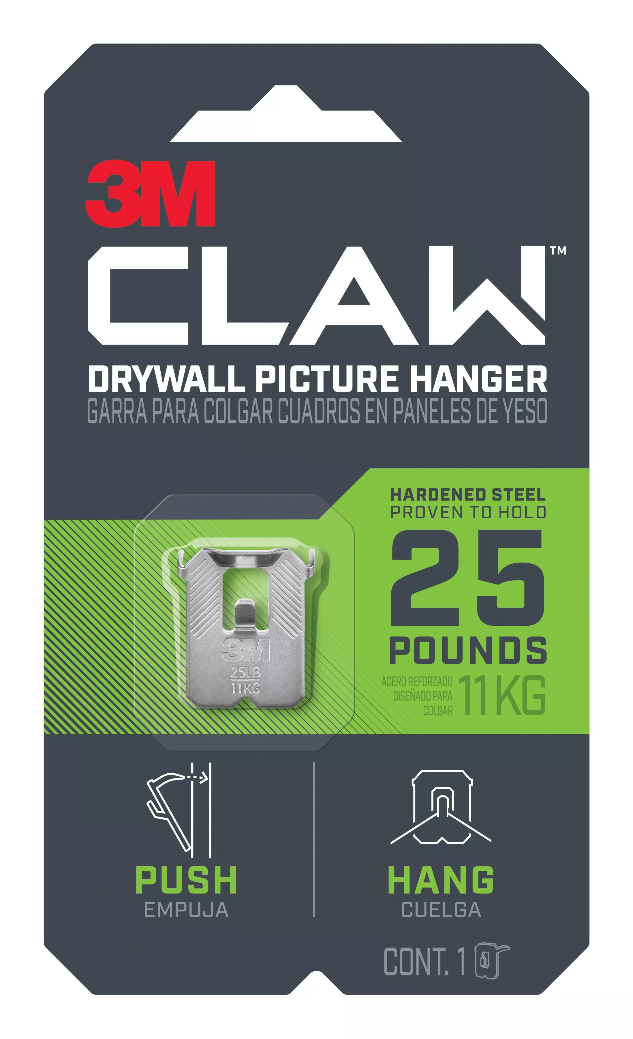 3M CLAW™ Drywall Picture Hanger 25 lb 3PH25-1EF, 1 hanger