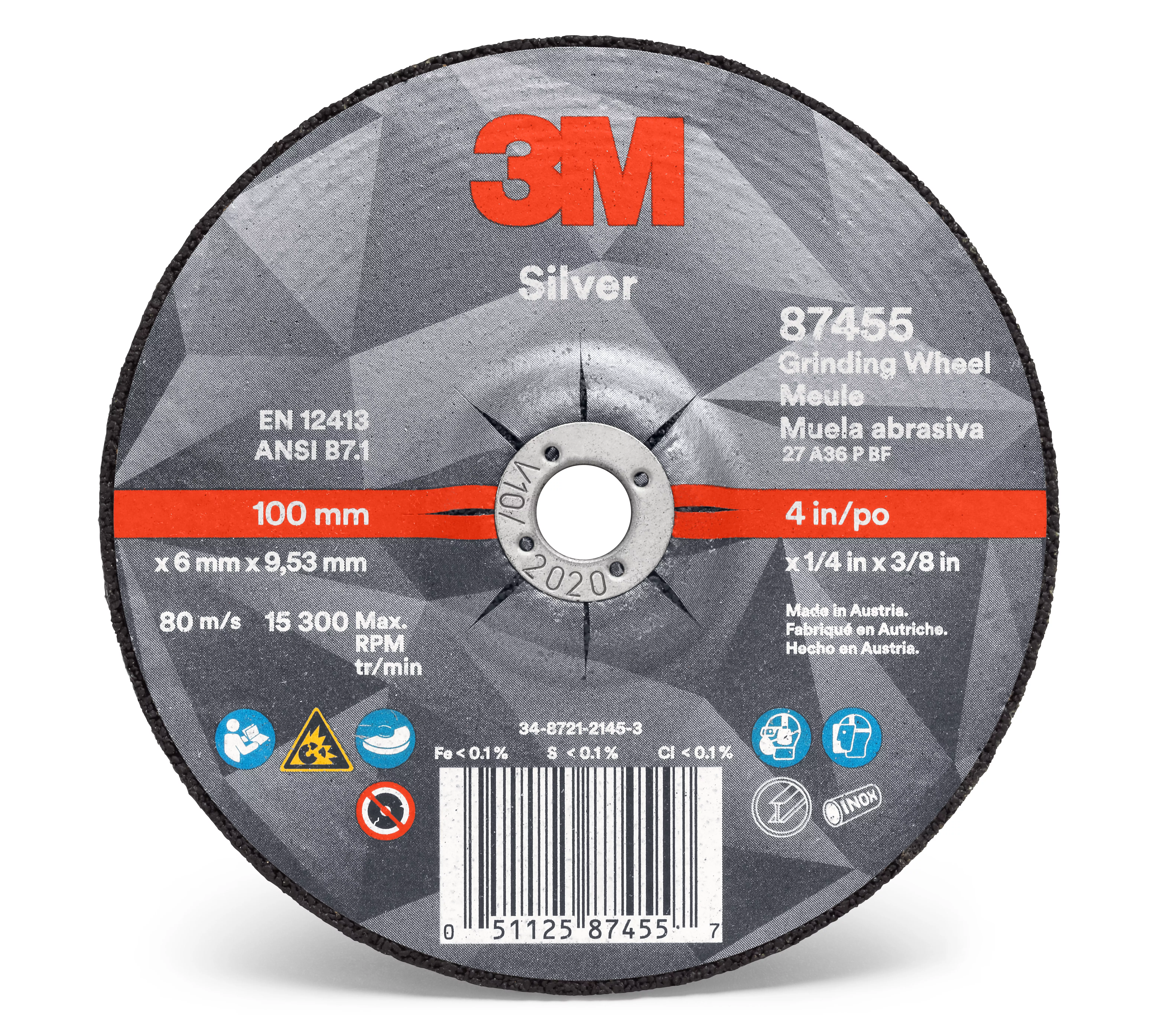 Product Number 87455 | 3M™ Silver Depressed Center Grinding Wheel