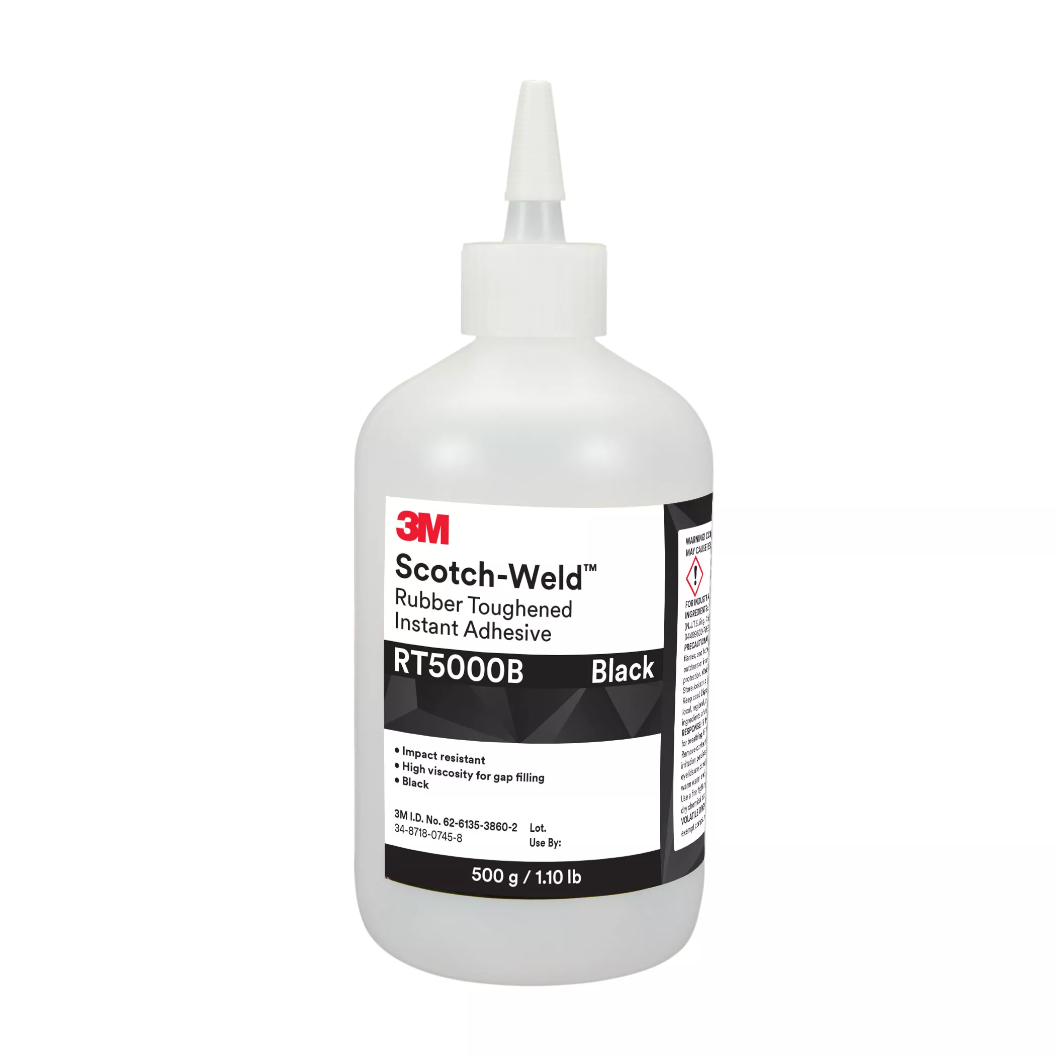 3M™ Scotch-Weld™ Rubber Toughened Instant Adhesive RT5000B, Black, 500
Gram, 1 Bottle/Case