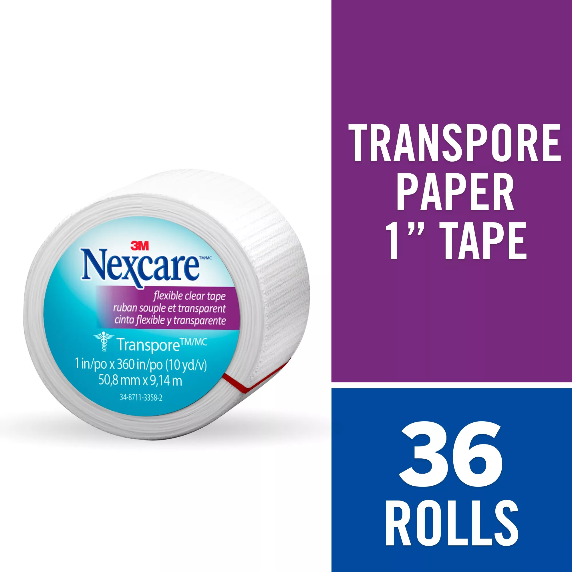SKU 7000052481 | Nexcare™ Transpore™ Clear First Aid Tape