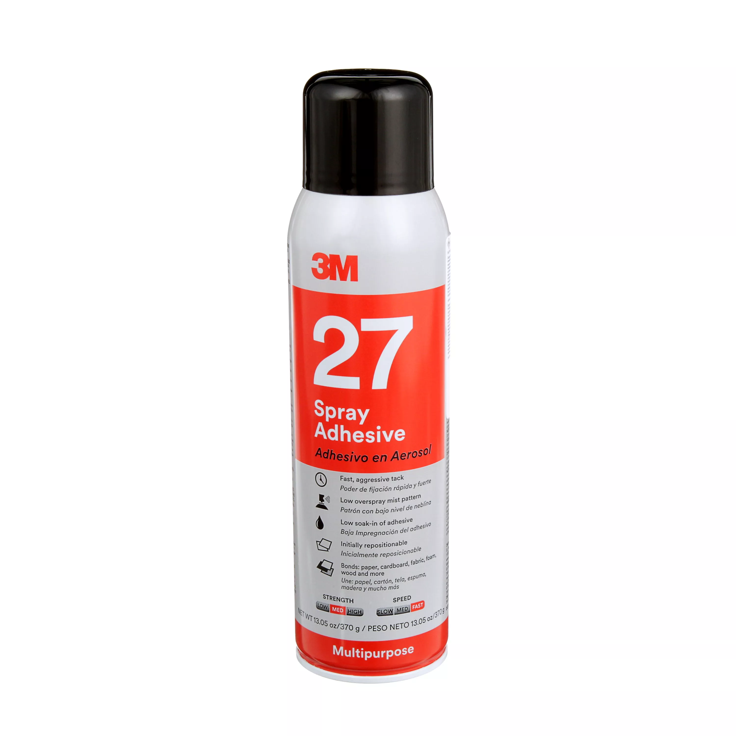 3M™ Multi-Purpose Spray Adhesive 27, Clear, 16 fl oz Can (Net Wt 13.05
oz), 12/Case, NOT FOR SALE IN CA AND OTHER STATES