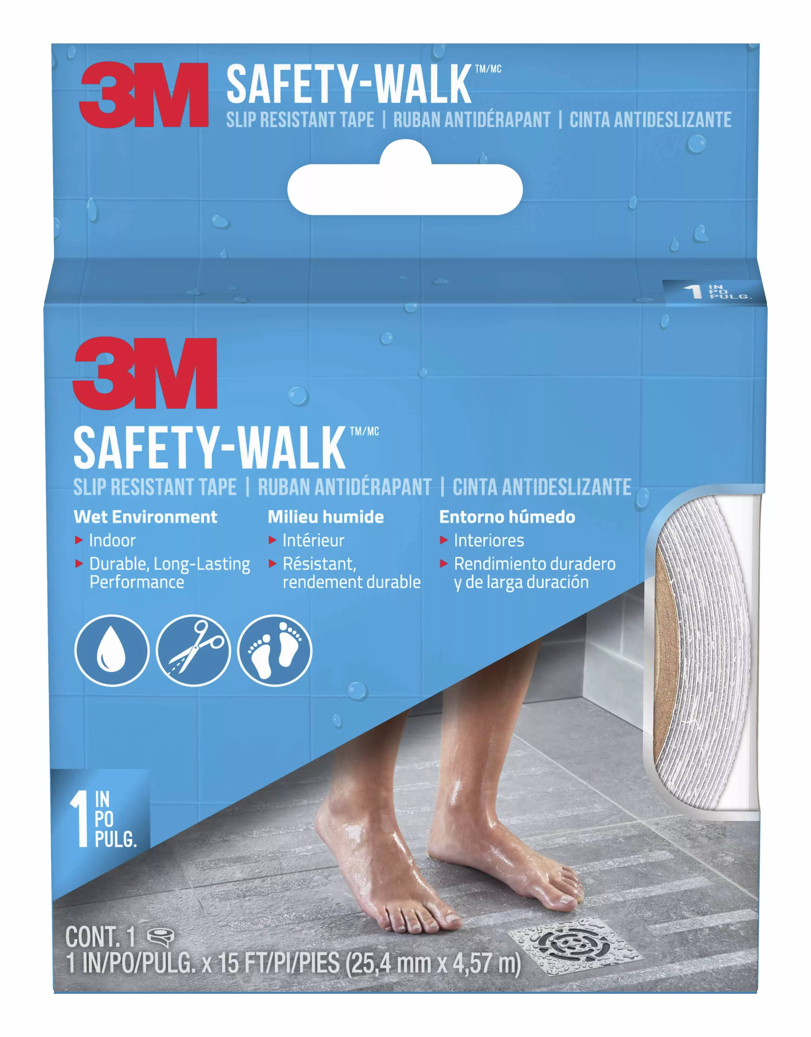 3M™ Safety-Walk™ Slip Resistant Tape, 220C-R1X180, 1 in x 15 ft, Clear