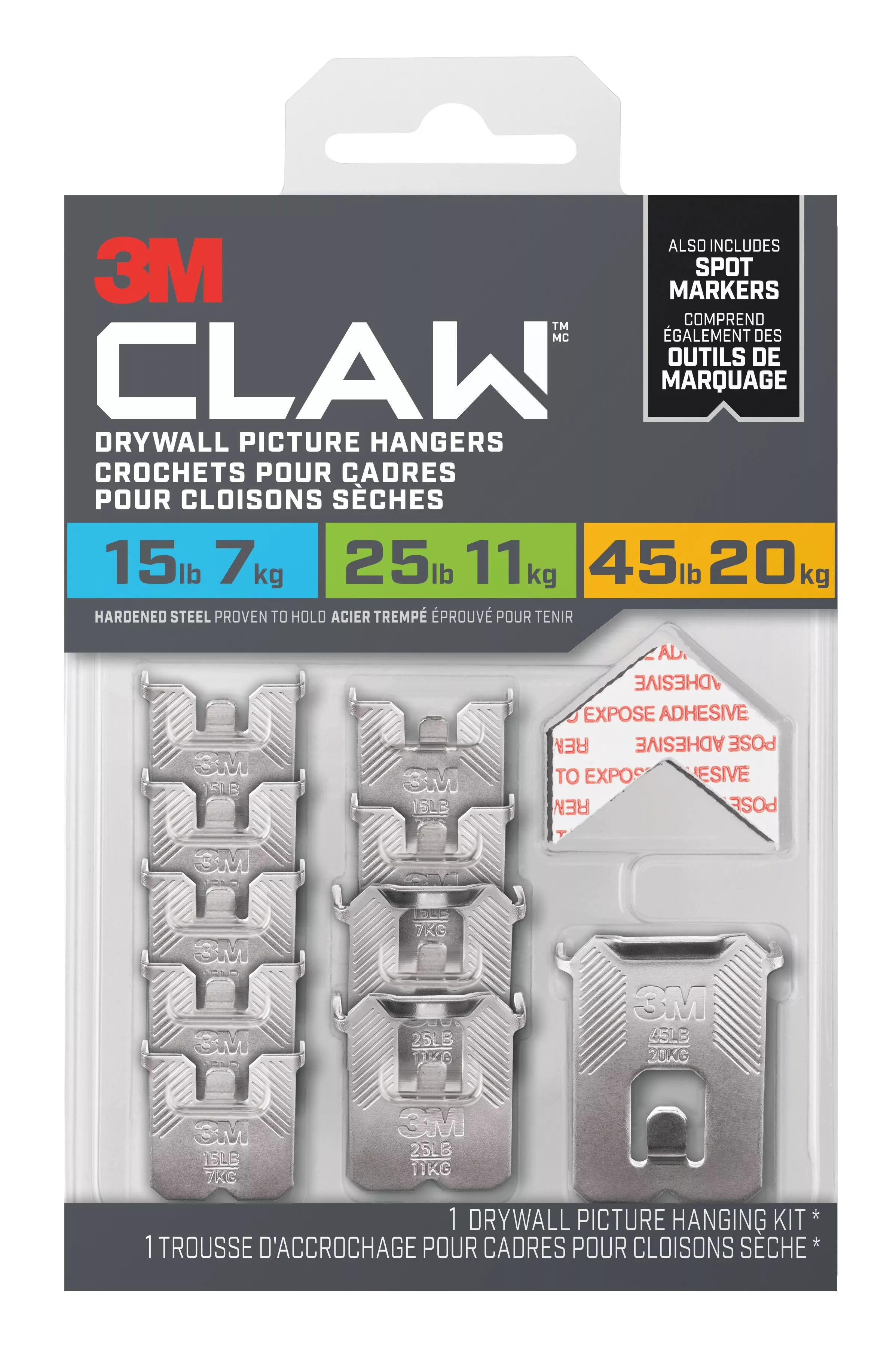 3M CLAW™ Drywall Picture Hanger Variety Pack with Spot Markers 3PHKITM-10EF