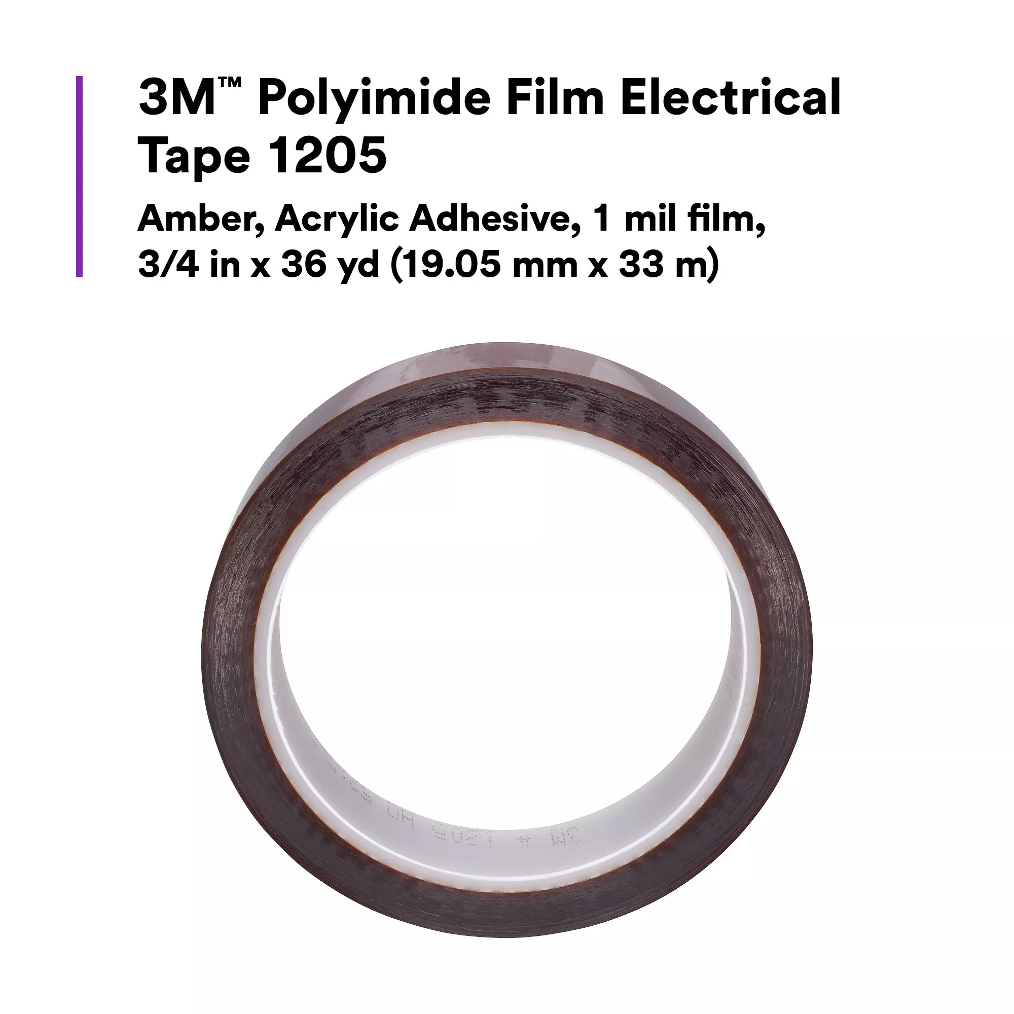 SKU 7100035654 | 3M™ Polyimide Film Electrical Tape 1205
