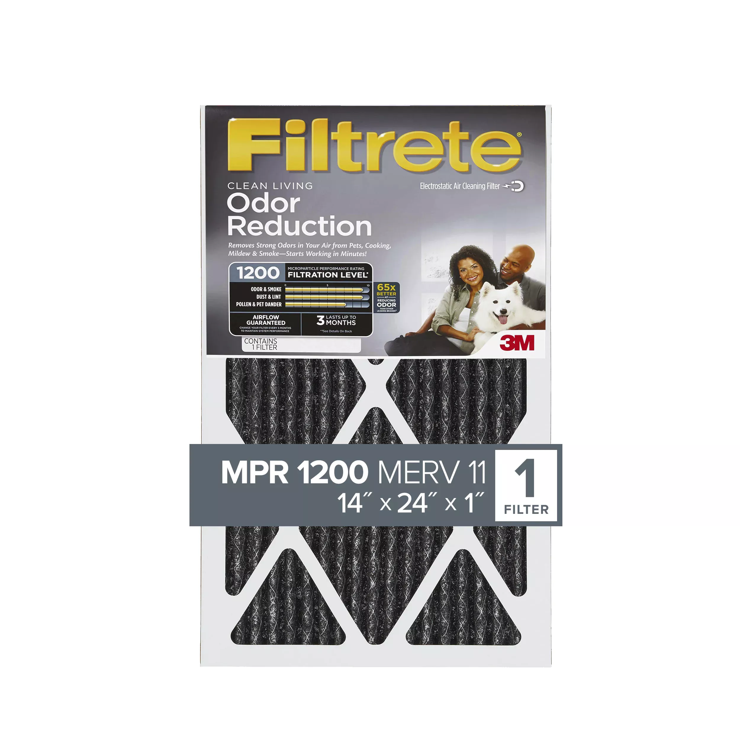 Filtrete™ Home Odor Reduction Filter HOME23-4, 14 in x 24 in x 1 in
(35.5 cm x 60.9 cm x 2.5 cm)