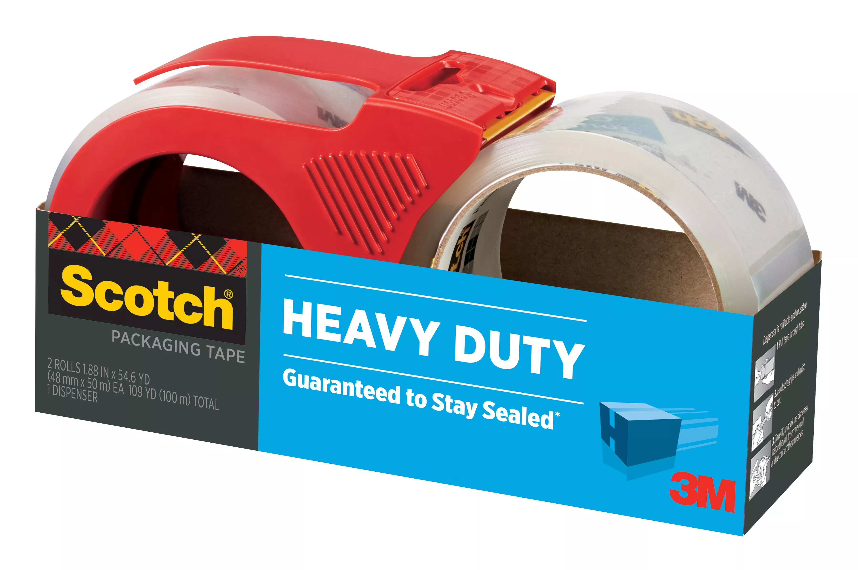 SKU 7100233476 | Scotch® Heavy Duty Shipping Packaging Tape 3850-2-1RD-6WC