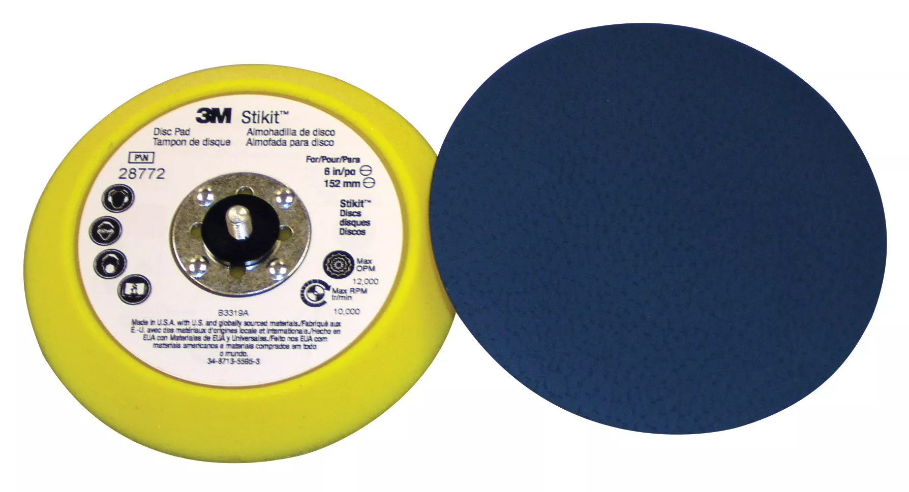 3M™ Stikit™ Disc Pad 28772, 6 in x 3/4 in 5/16-24 External, 10 ea/Case