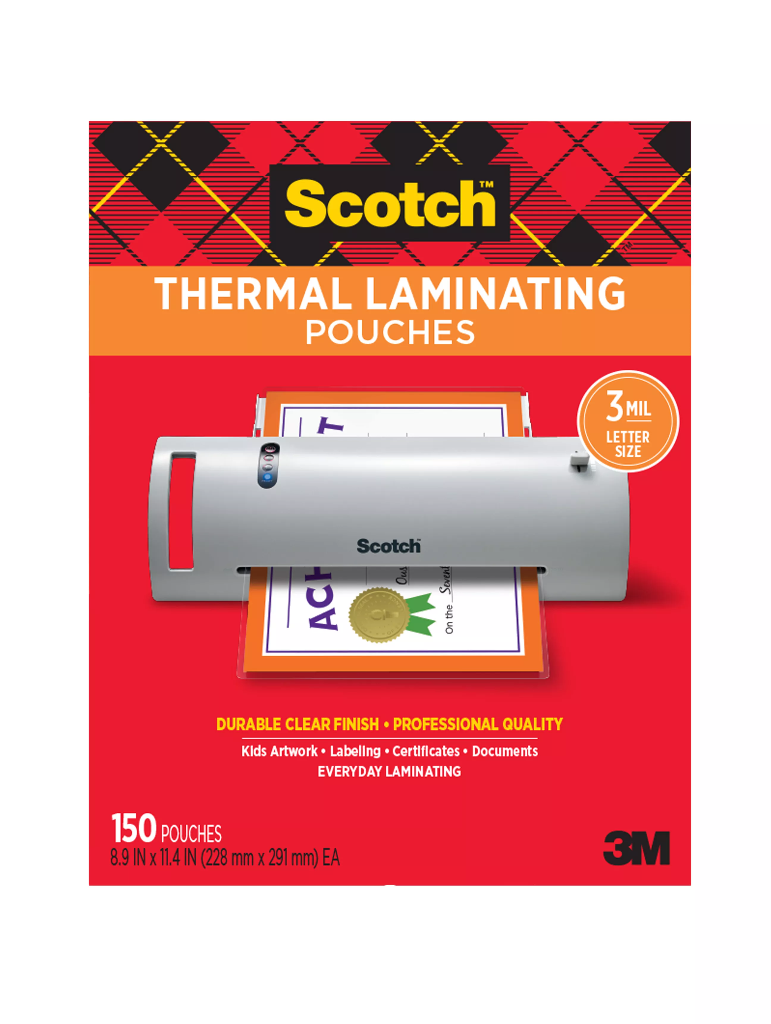 Scotch™ Thermal Pouches TP3854-150, 8.9 in x 11.4 in (228 mm x 291 mm)
