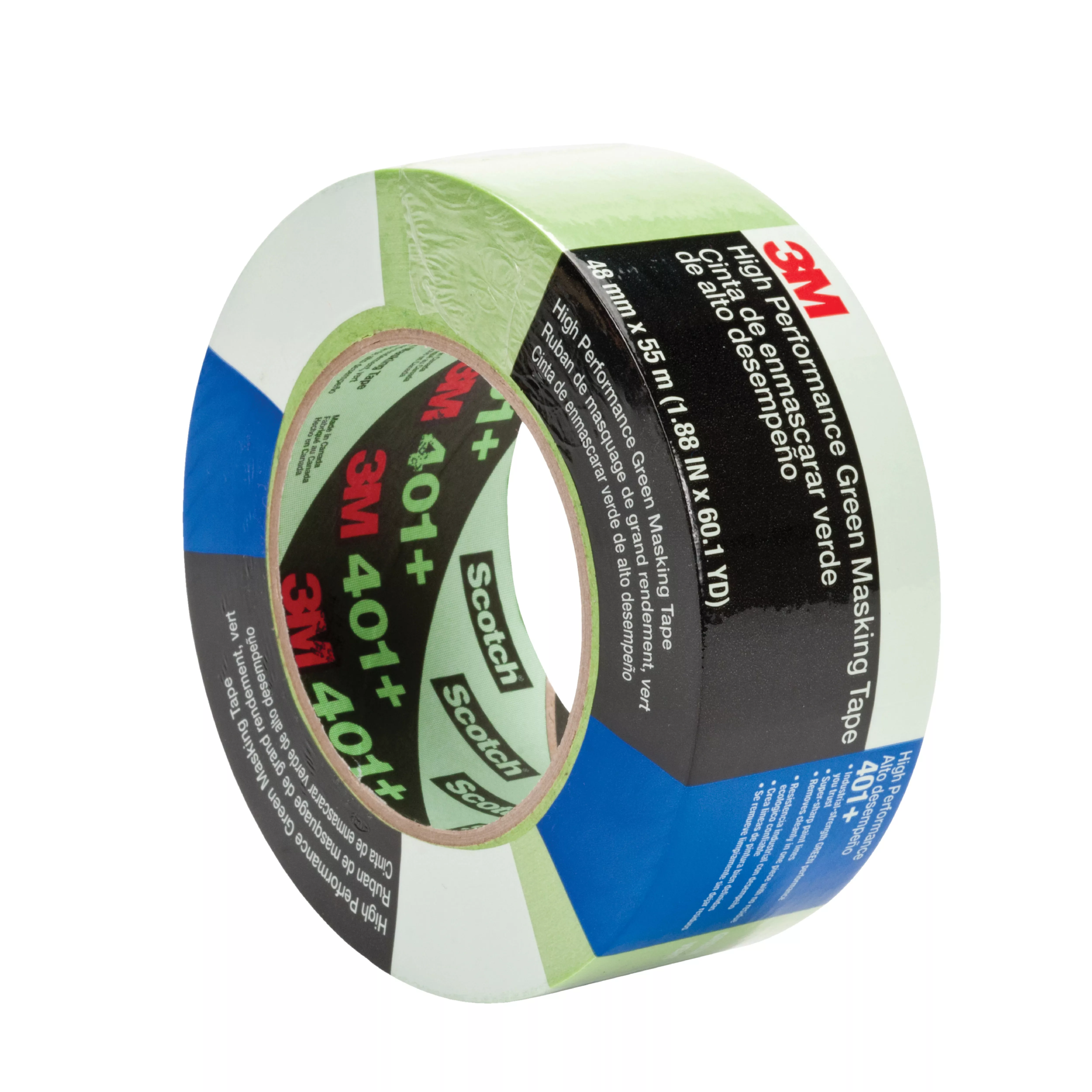 3M™ High Performance Green Masking Tape 401+, 48 mm x 55 m, 12
Roll/Case, Individually Wrapped Conveniently Packaged