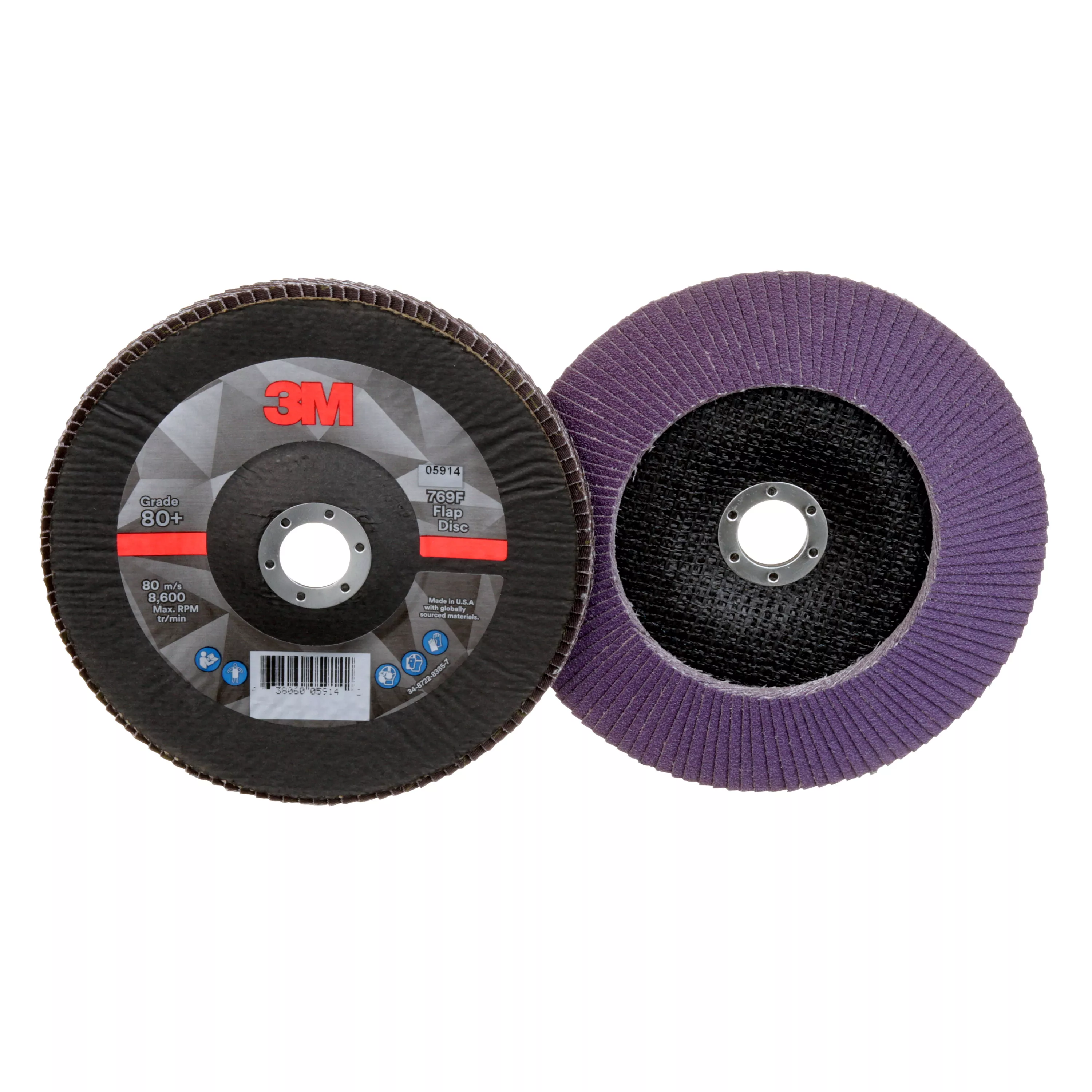3M™ Flap Disc 769F, 80+, T29, 7 in x 7/8 in, 5 ea/Case