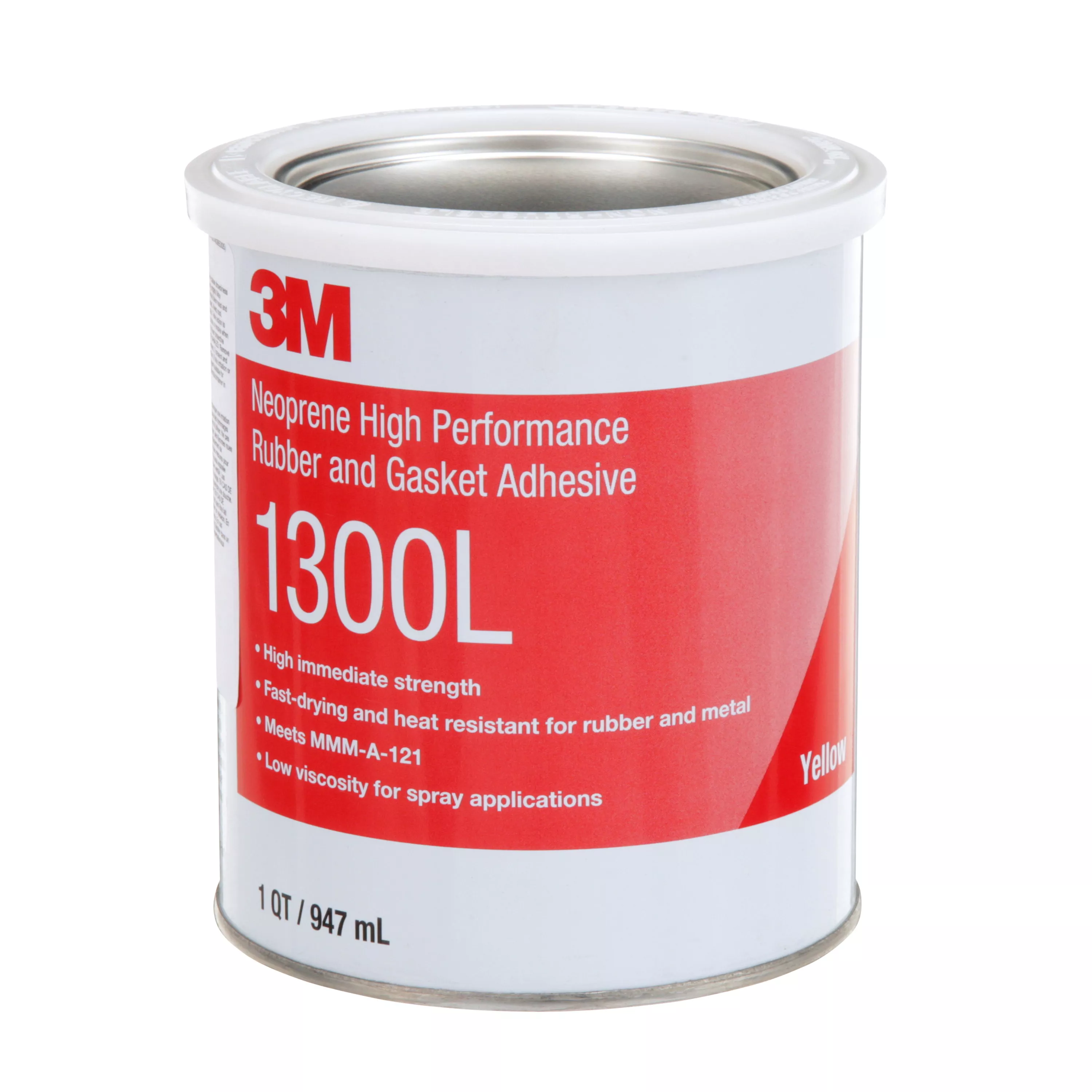 3M™ Neoprene High Performance Rubber and Gasket Adhesive 1300L, Yellow,
1 Quart, 12 Can/Case
