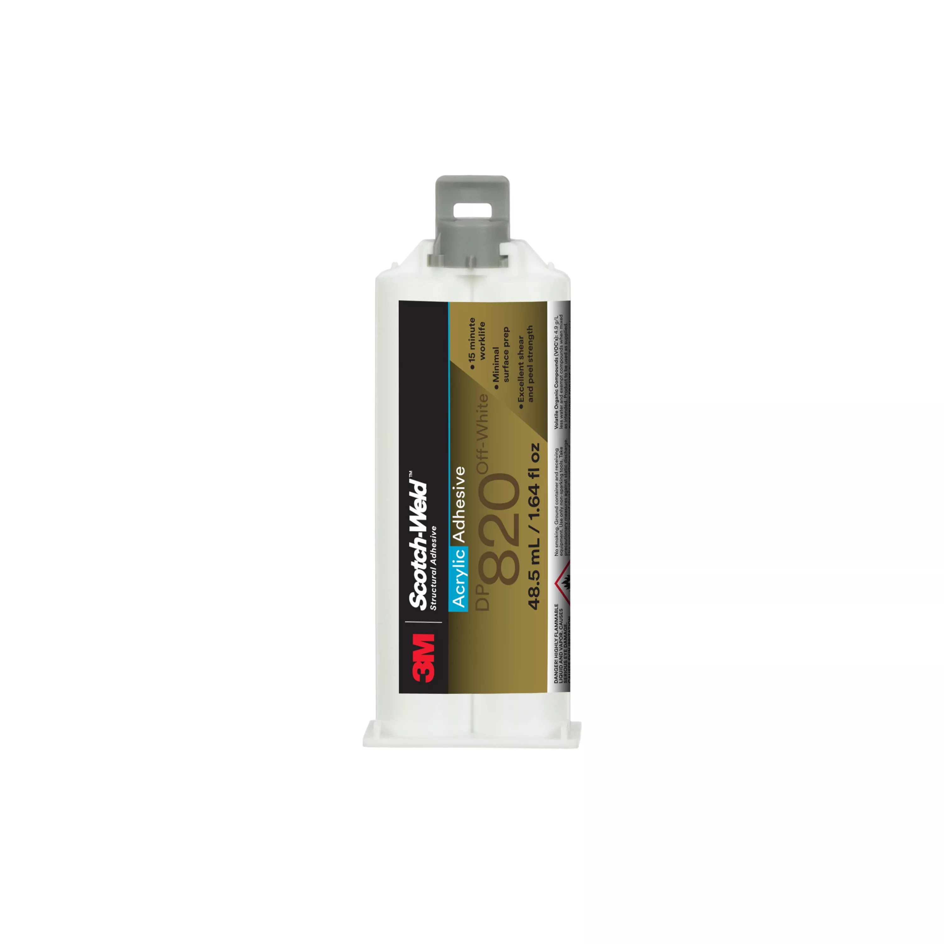 3M™ Scotch-Weld™ Acrylic Adhesive DP820, Off-White, 48.5 mL Duo-Pak,
12/Case