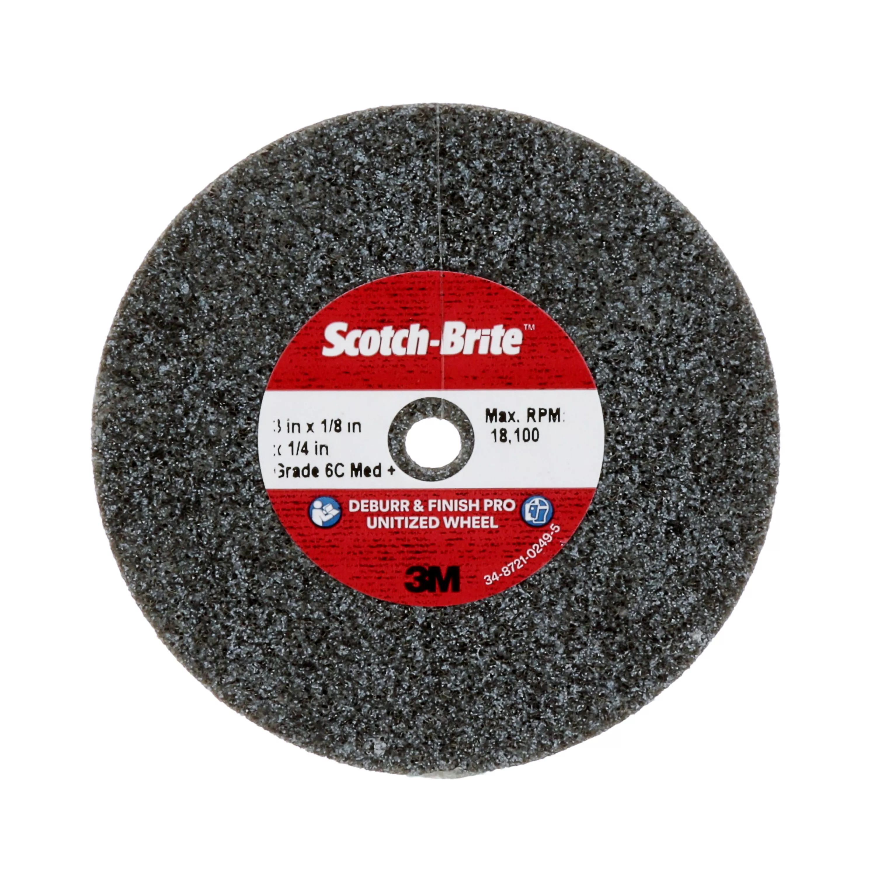 Scotch-Brite™ Deburr & Finish Pro Unitized Wheel, DP-UW, 6C Medium+, 3
in x 1/8 in x 1/4 in, 40 ea/Case