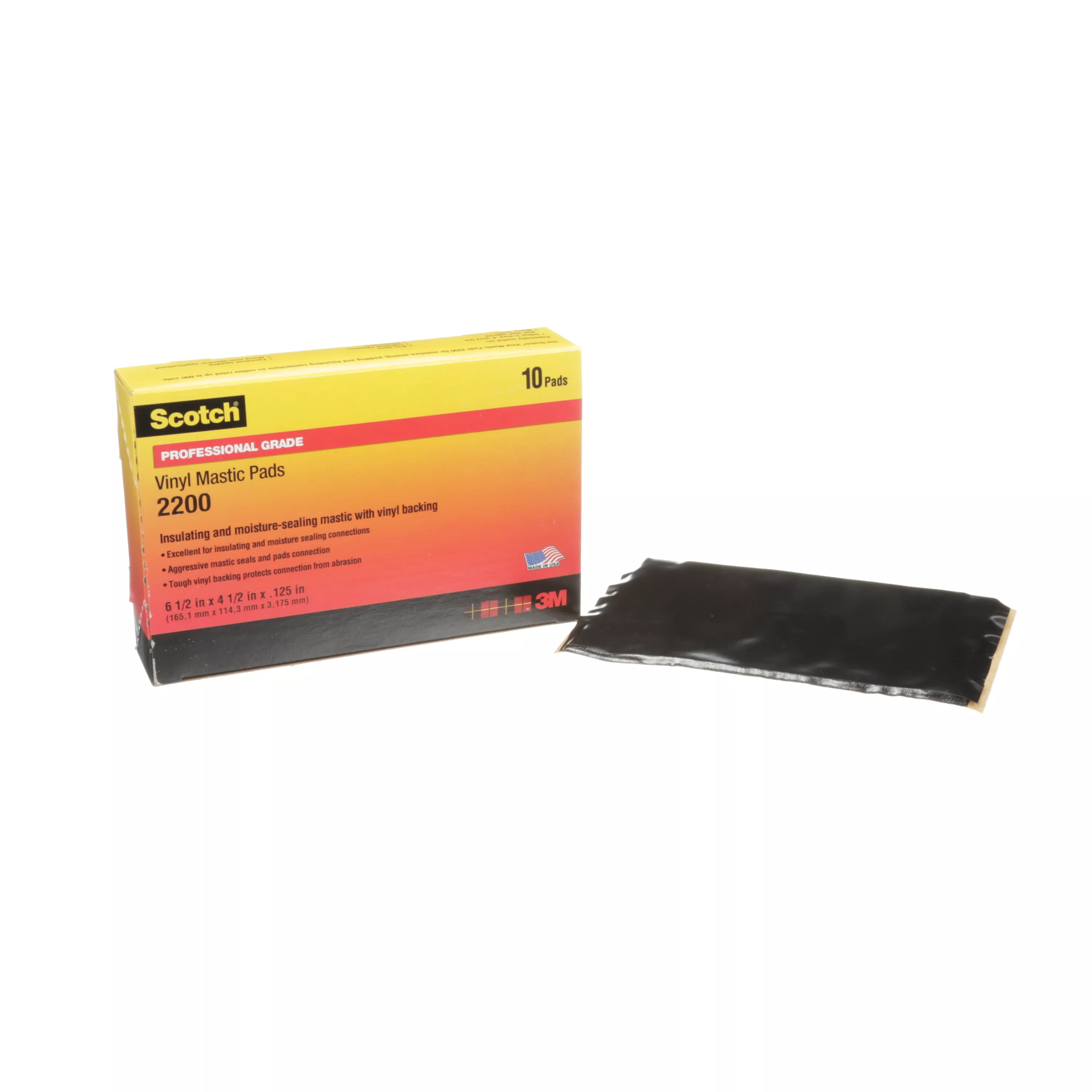 Scotch® Vinyl Mastic Pad 2200, 6-1/2 in x 4-1/2 in, Black, 10
pads/carton, 50 pads/Case