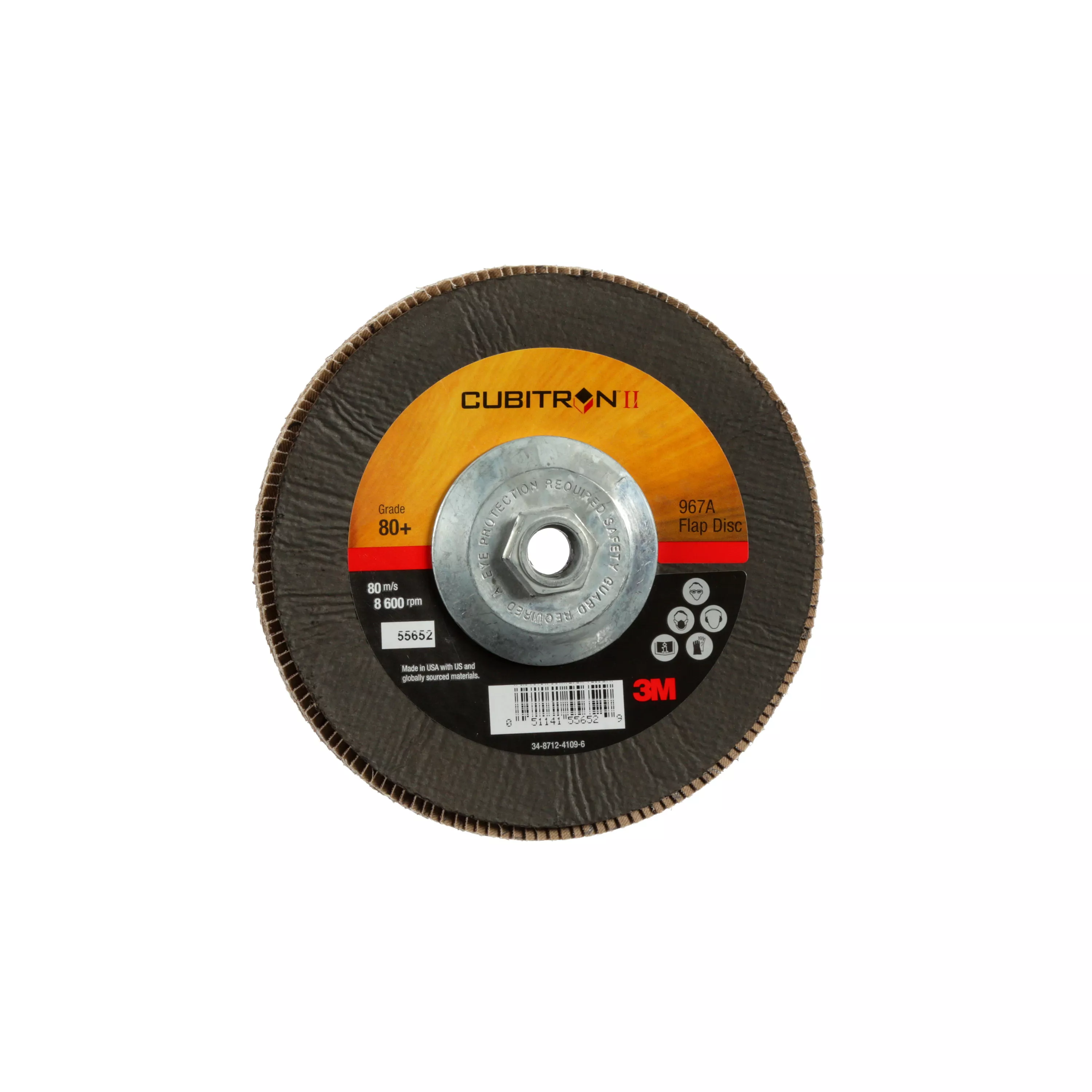 3M™ Cubitron™ II Flap Disc 967A, 80+, T29 Quick Change, 7 in x 5/8
