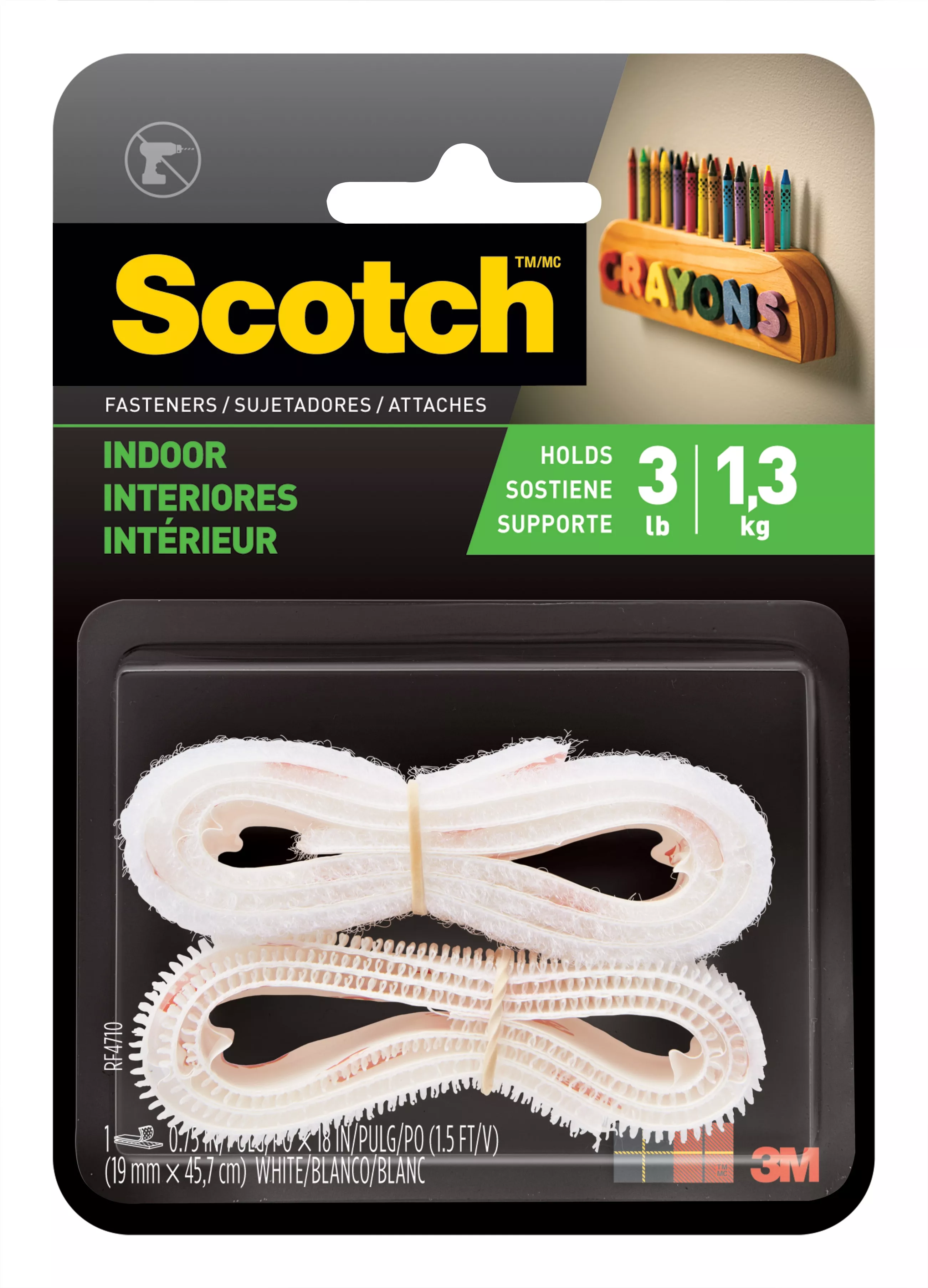 Scotch™ Indoor Fasteners RF4710, 3/4 in x 1.5ft (19,0 mm x 45,7 cm)
White 1 Set of Strips