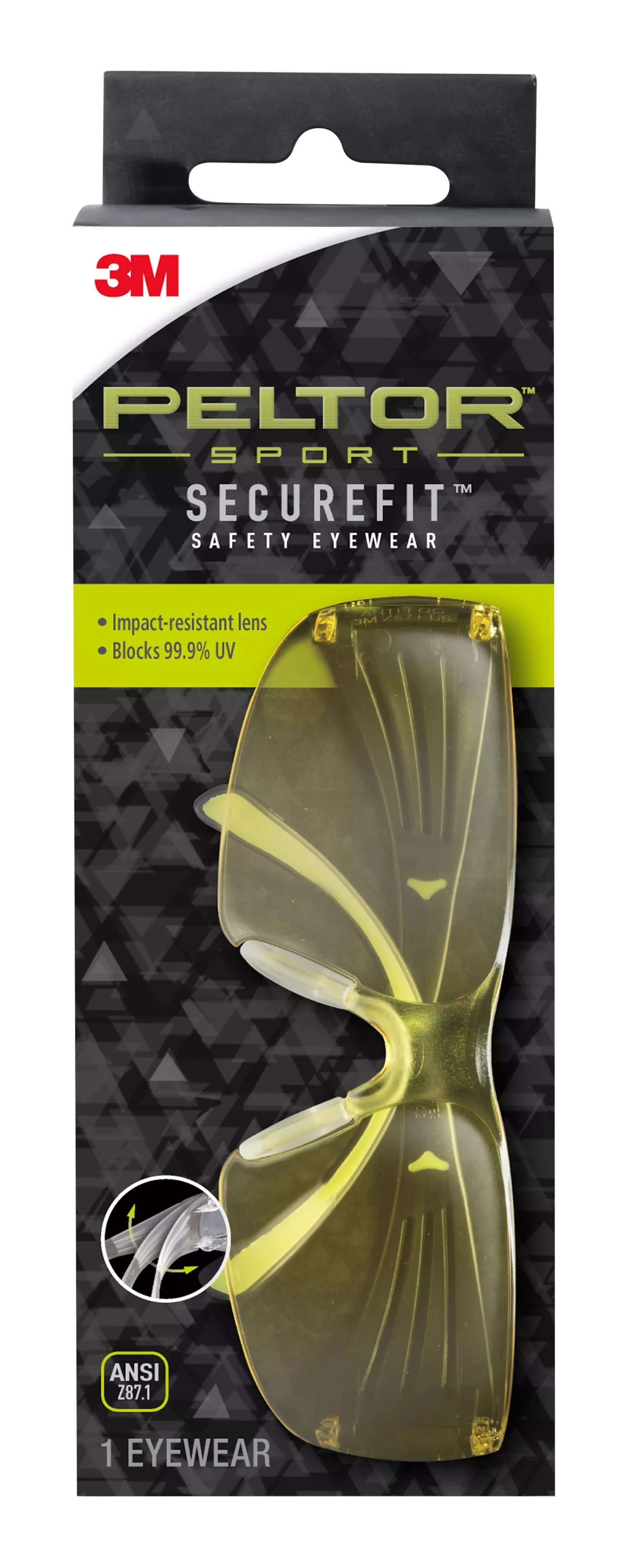 Peltor™ Sport SecureFit™ Safety Eyewear SF400-PA-9, Amber/AF Lens, 9ea/cs